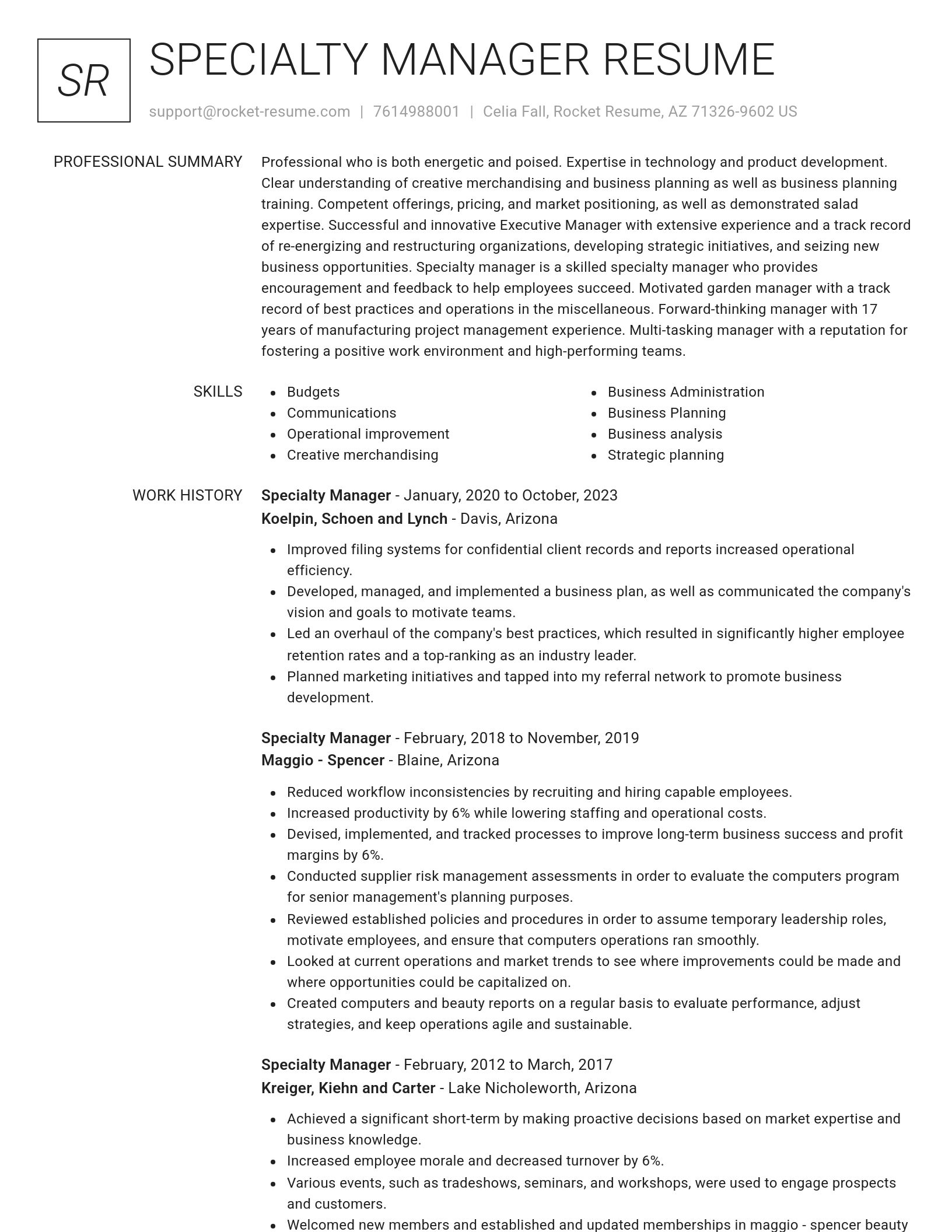 Renowned resume template