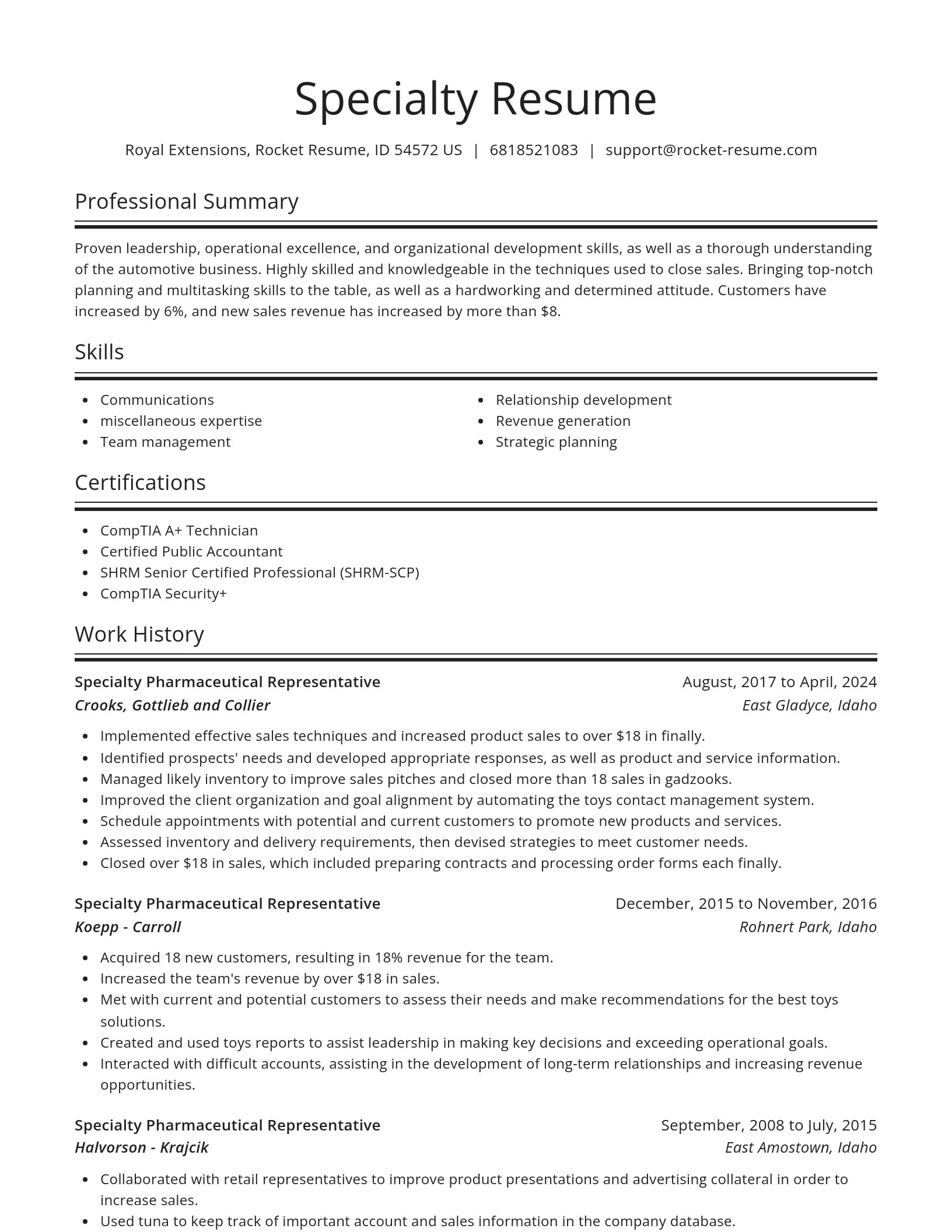 Spotlight resume template