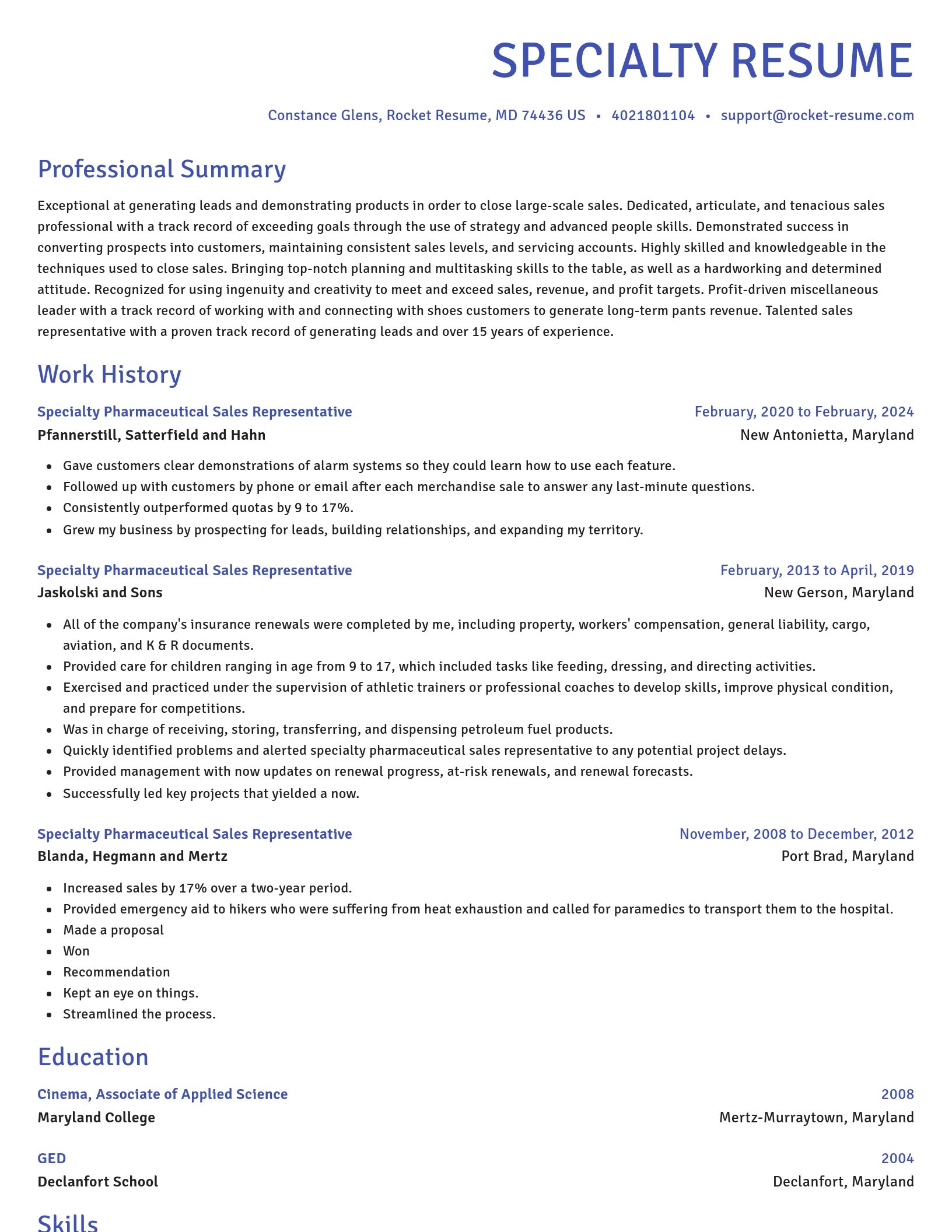 Novel resume template
