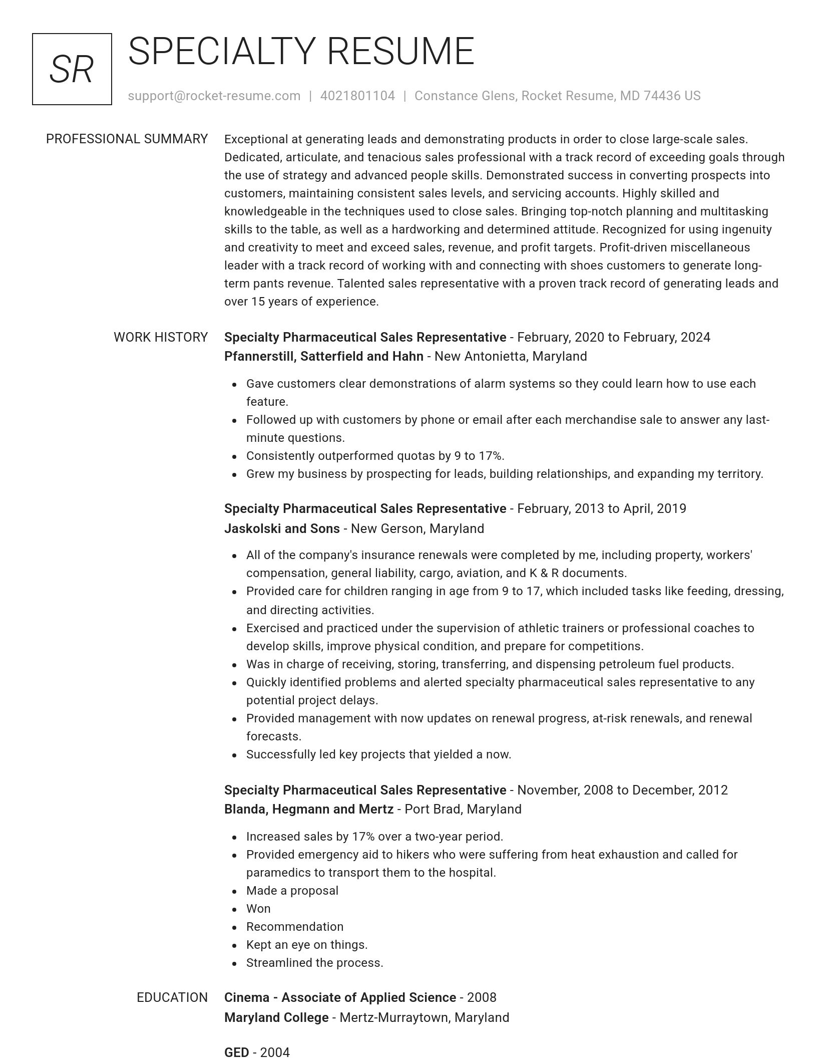 Renowned resume template