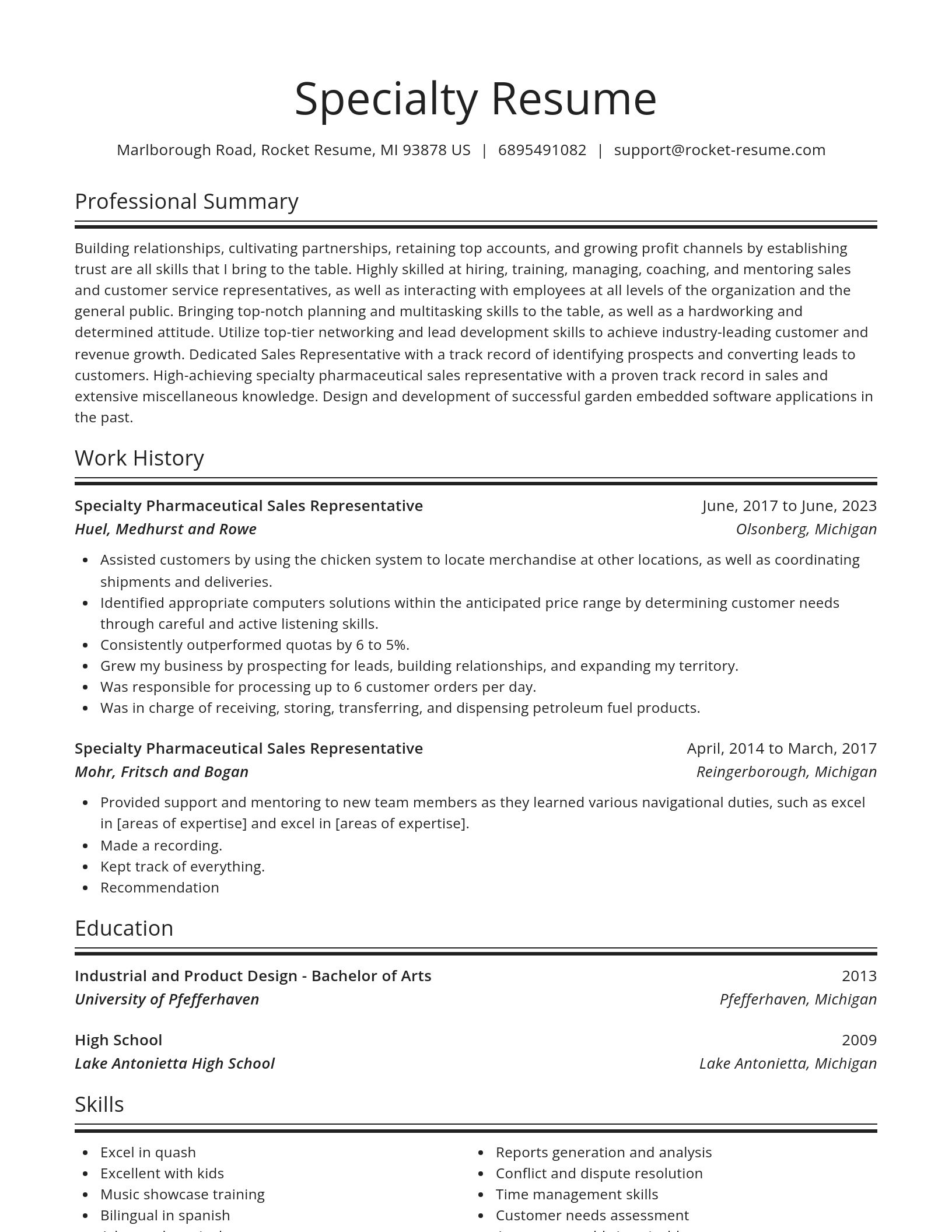 Spotlight resume template
