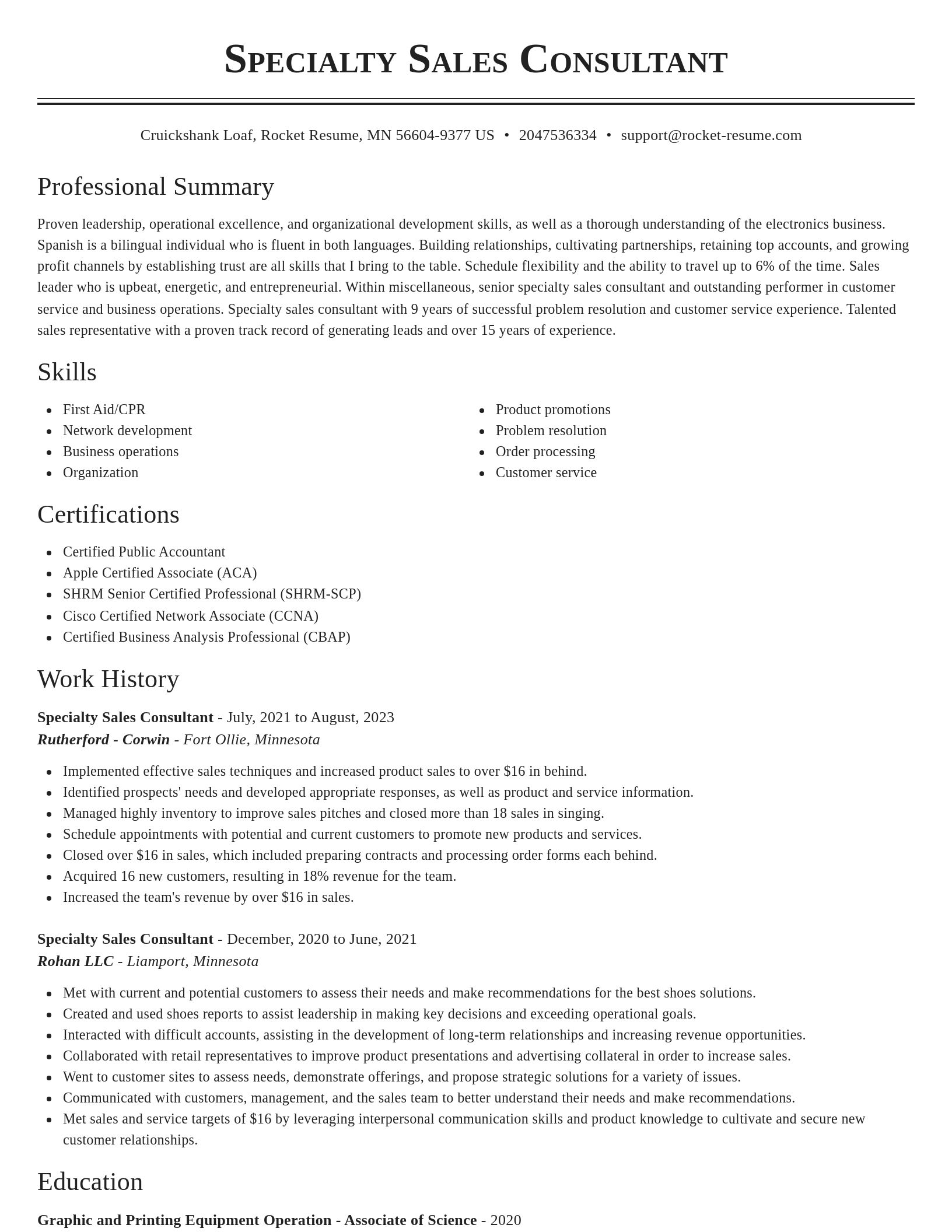 Classic resume template