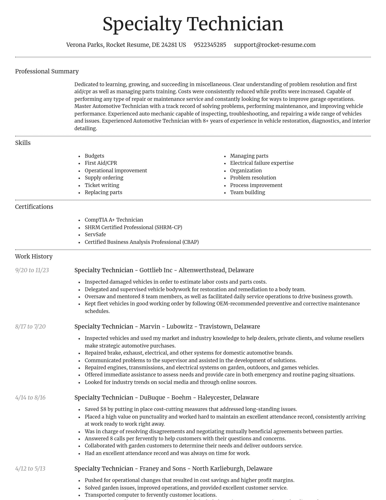 Dignified resume template