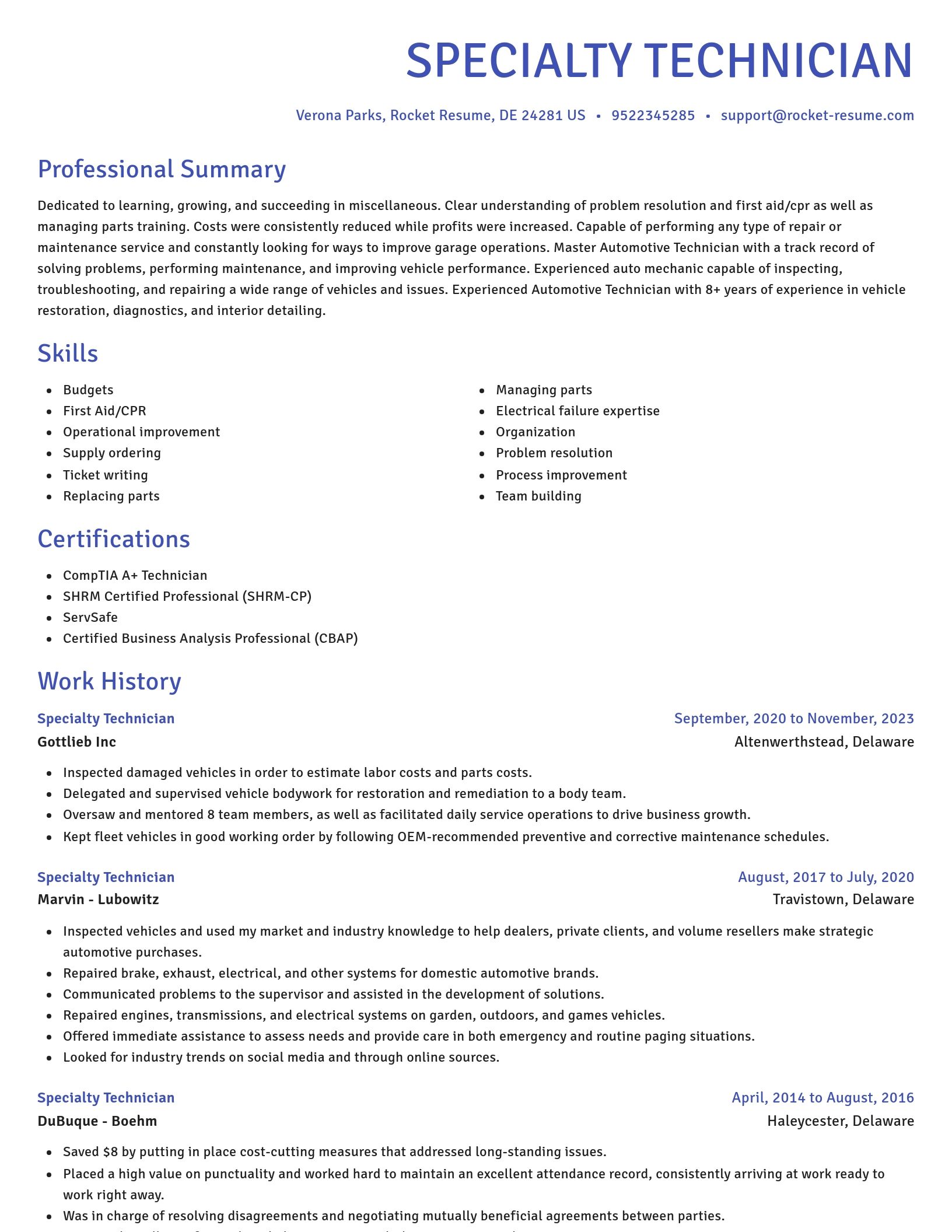 Novel resume template
