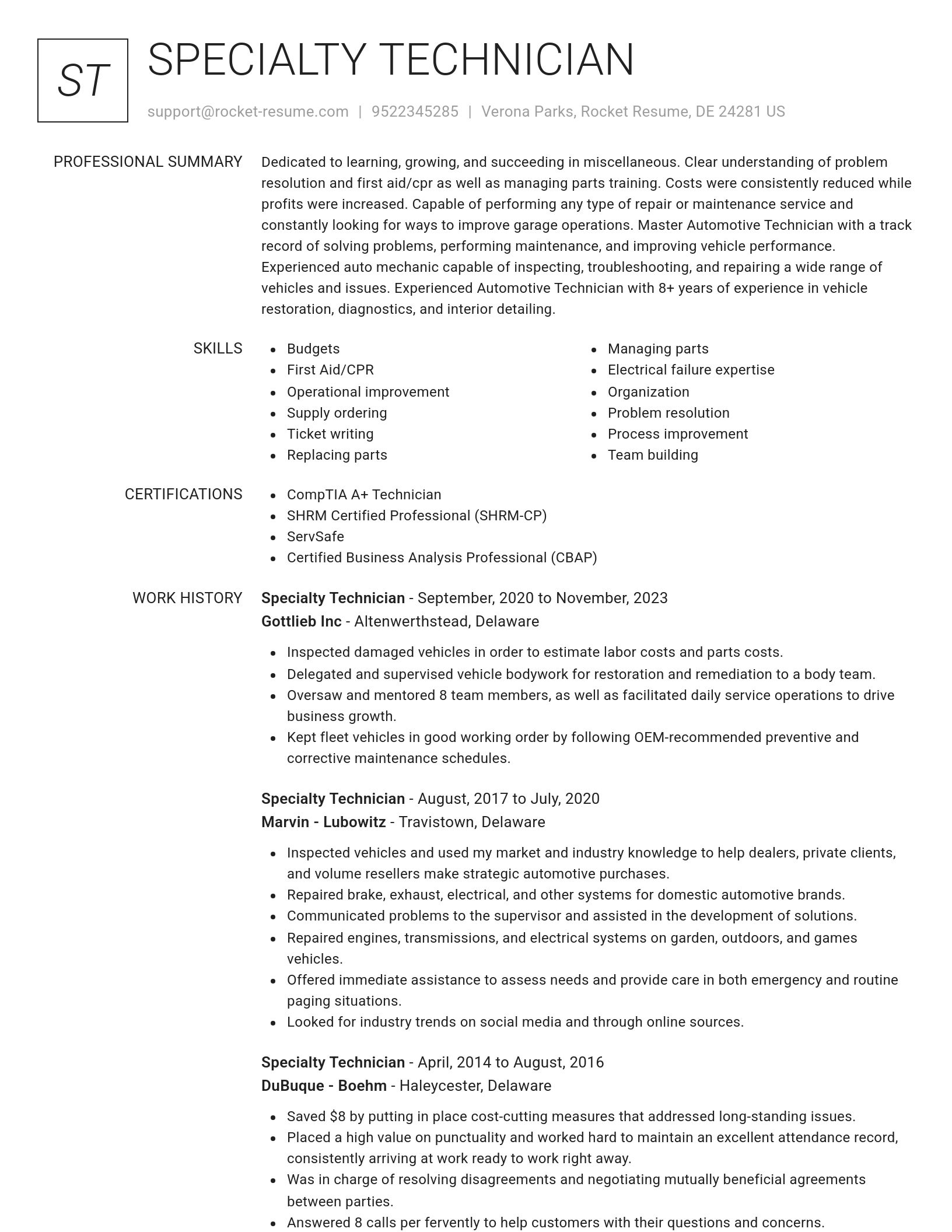 Renowned resume template