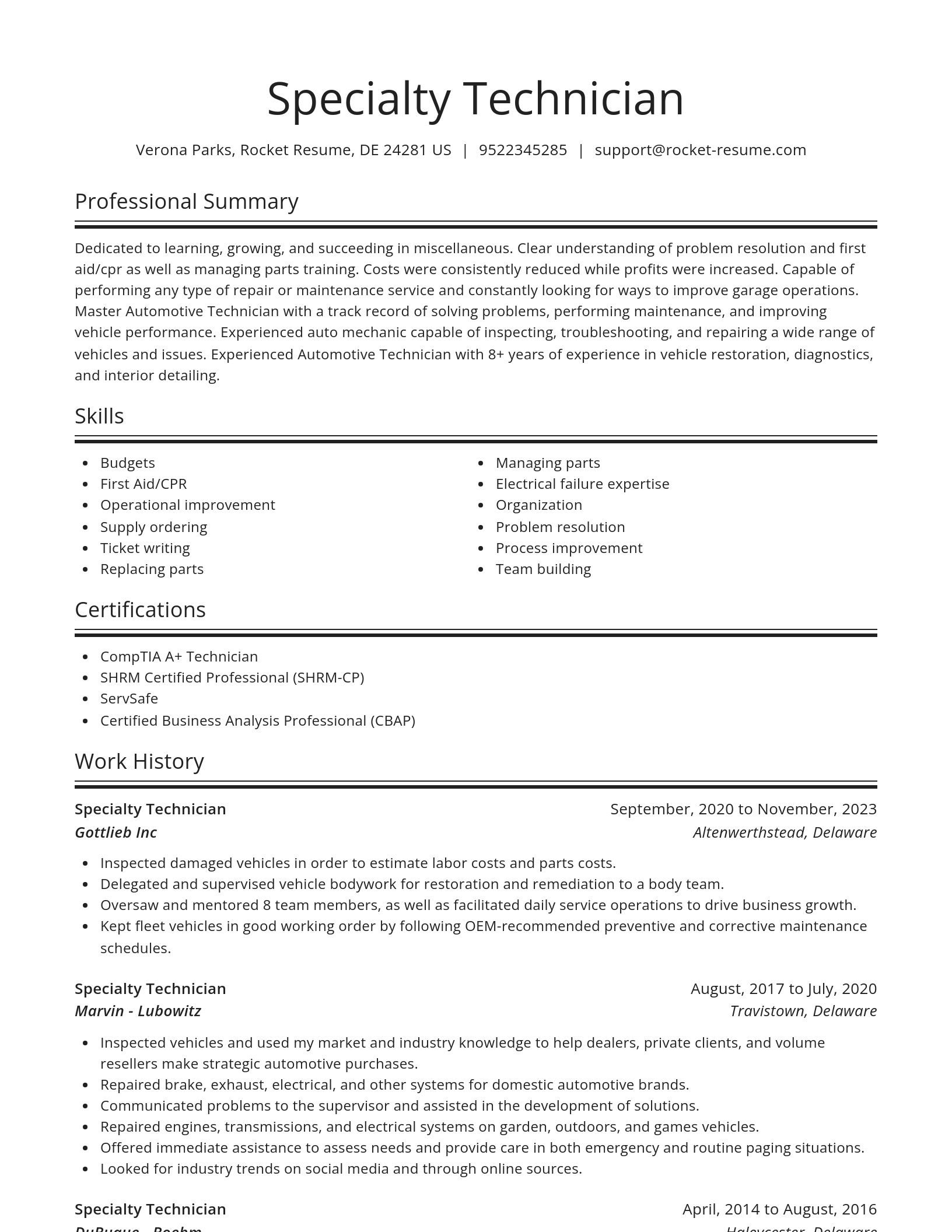 Spotlight resume template