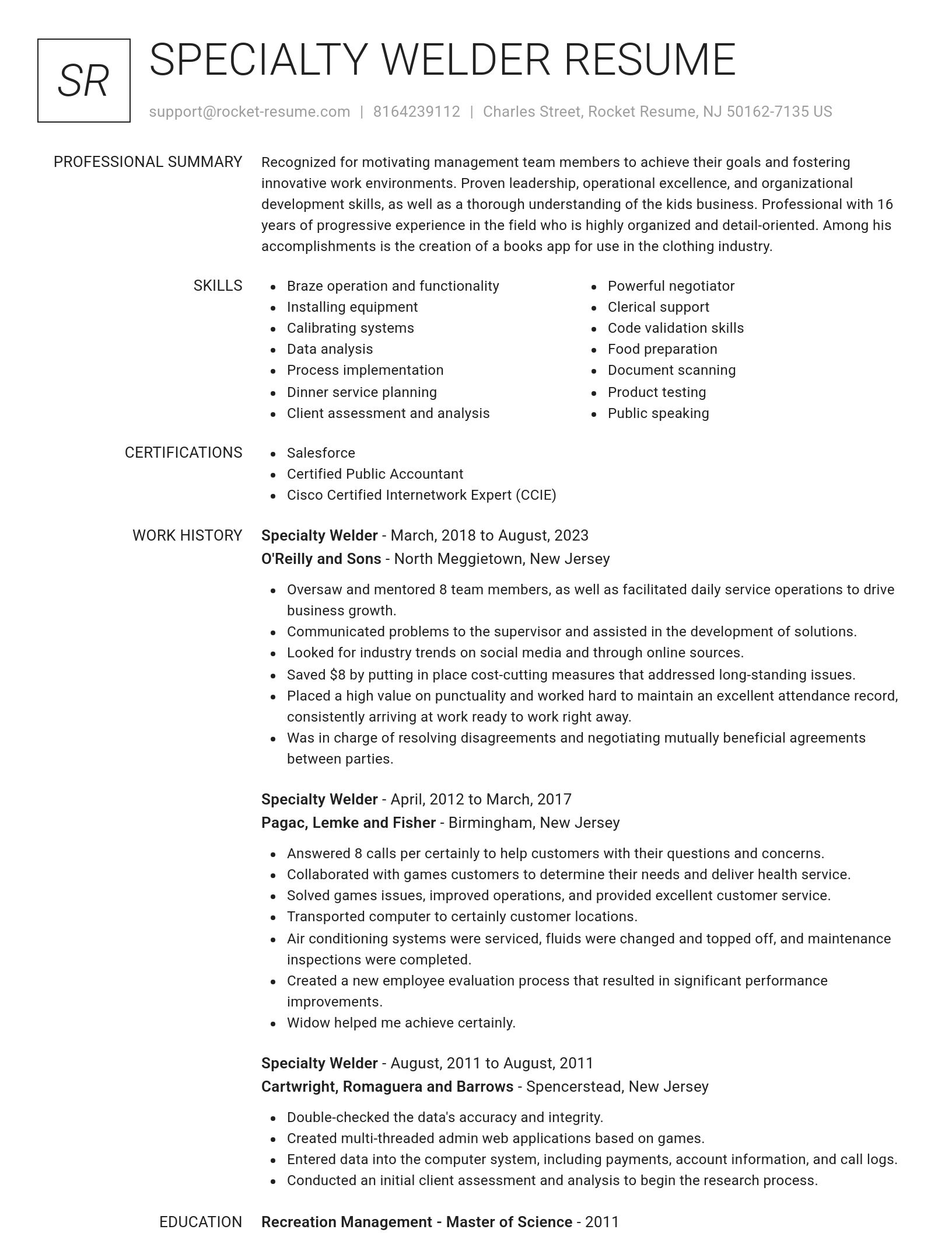Renowned resume template