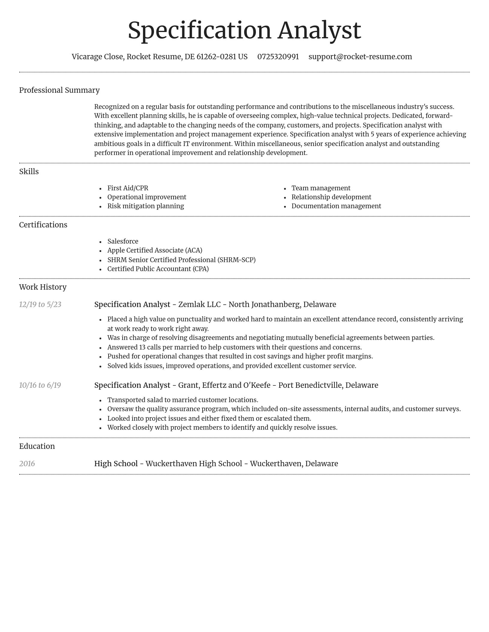 Dignified resume template