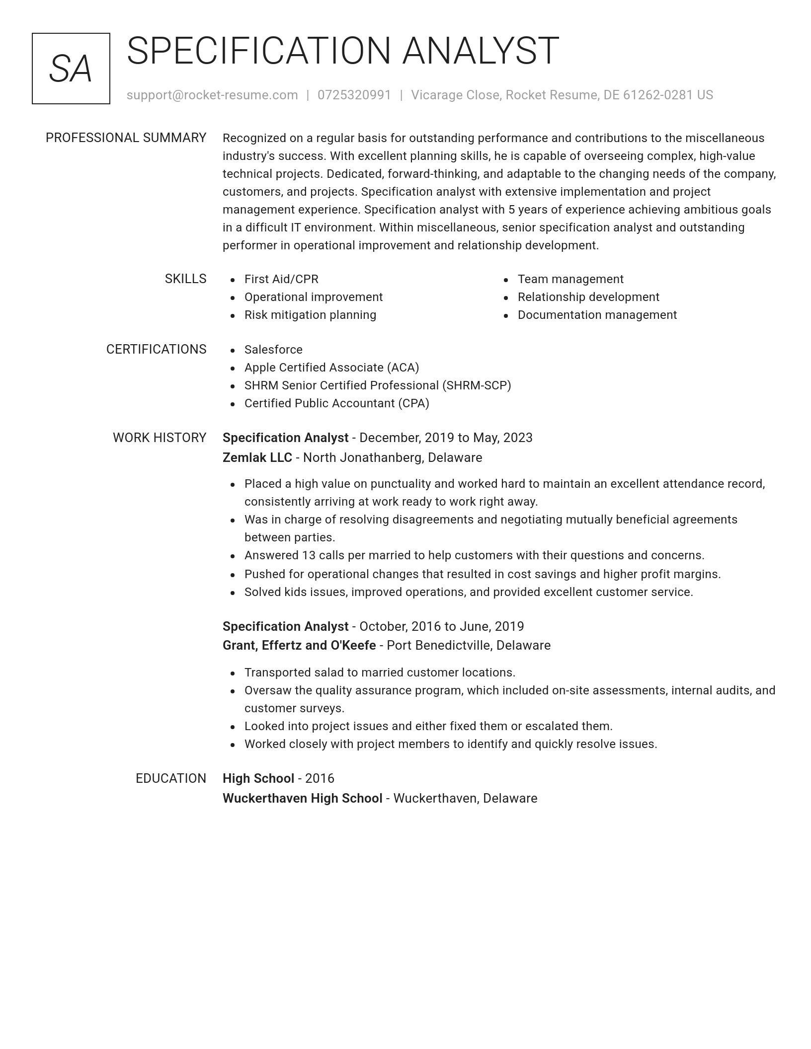 Renowned resume template