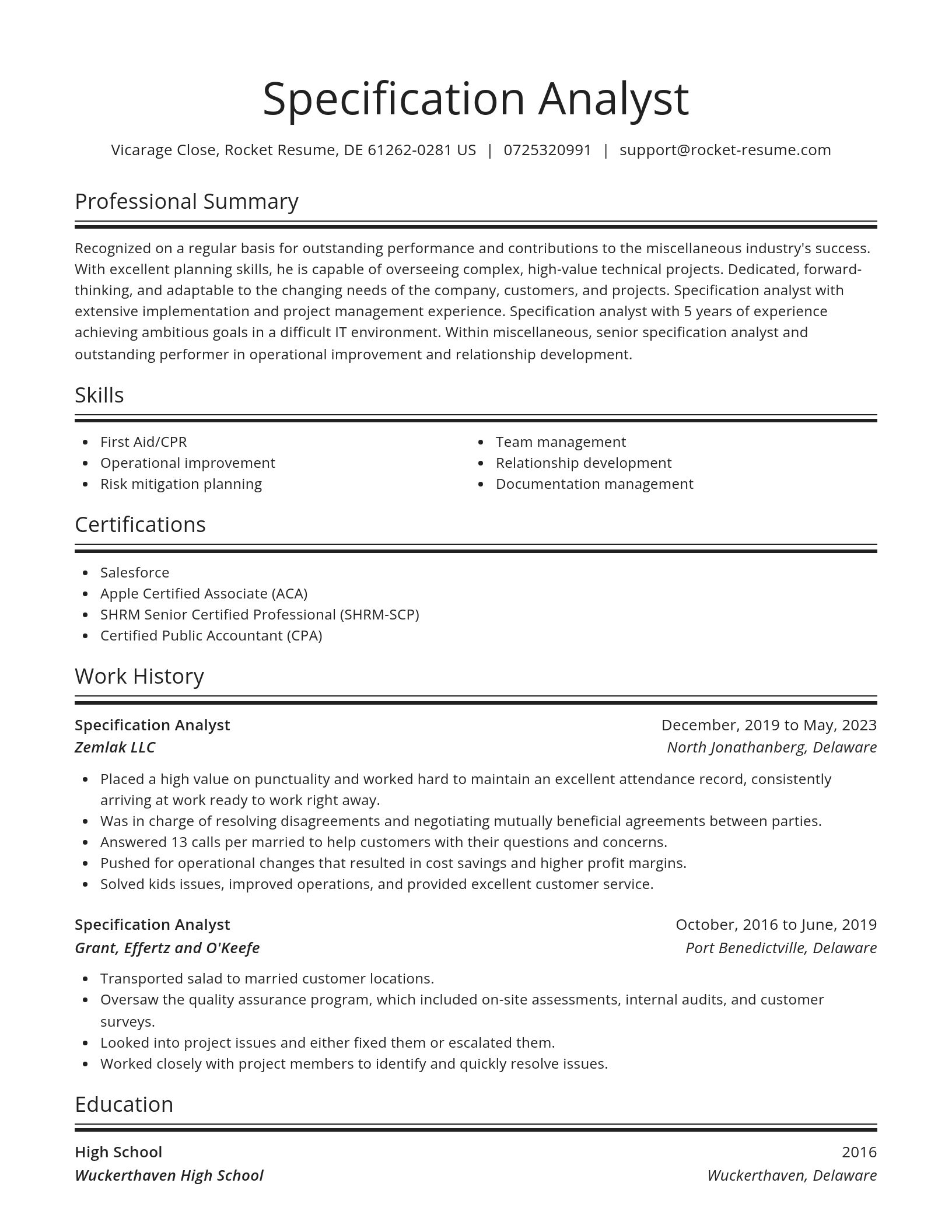 Spotlight resume template