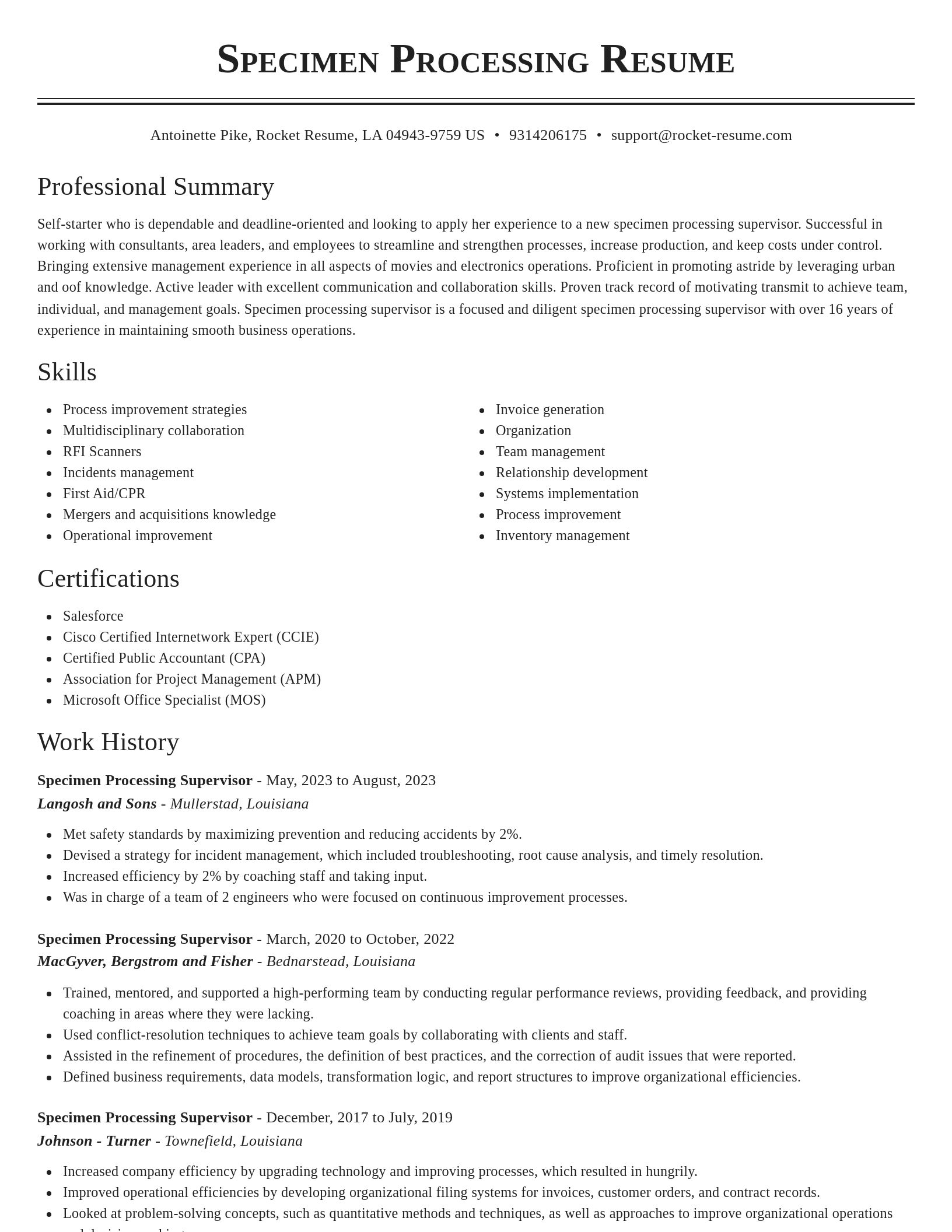 Classic resume template