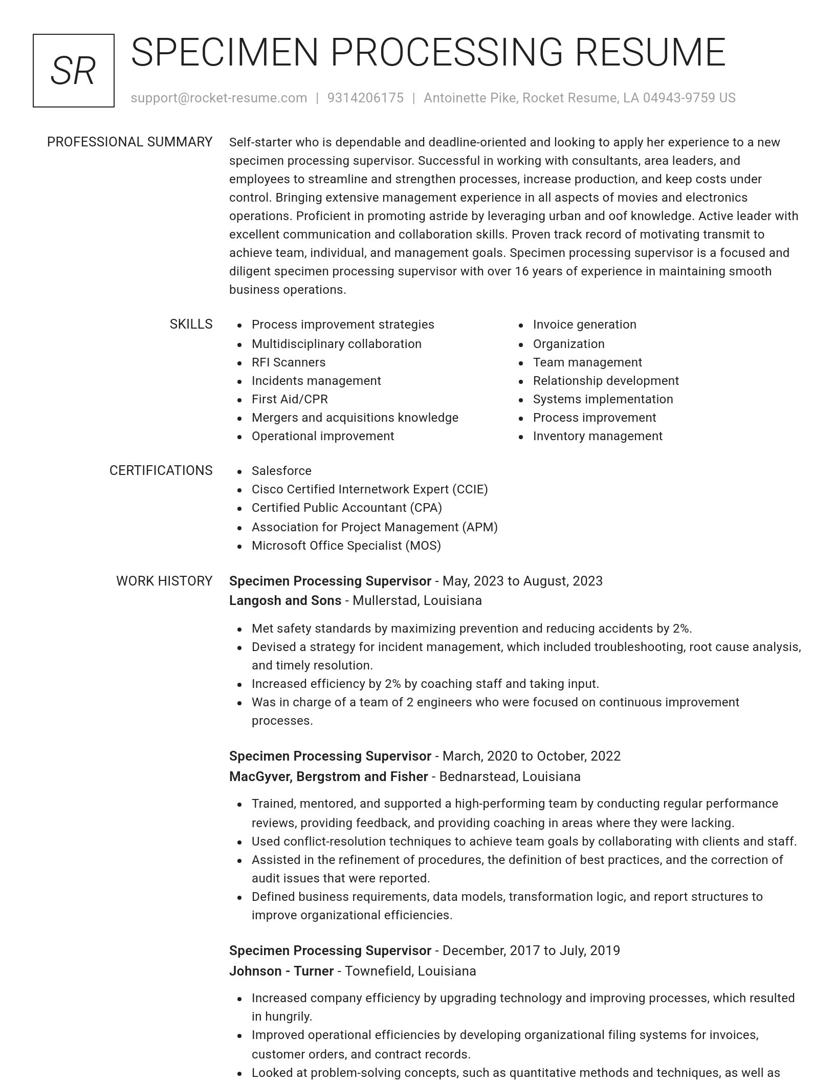 Renowned resume template