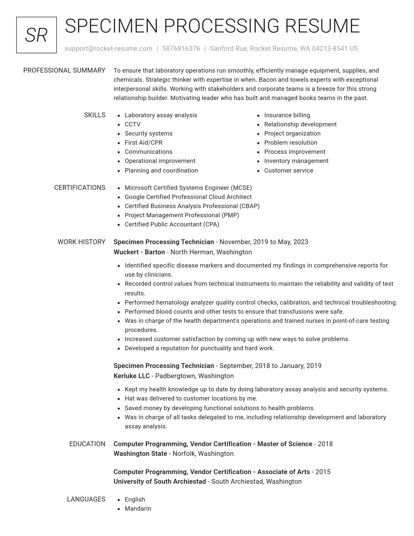 Renowned resume template