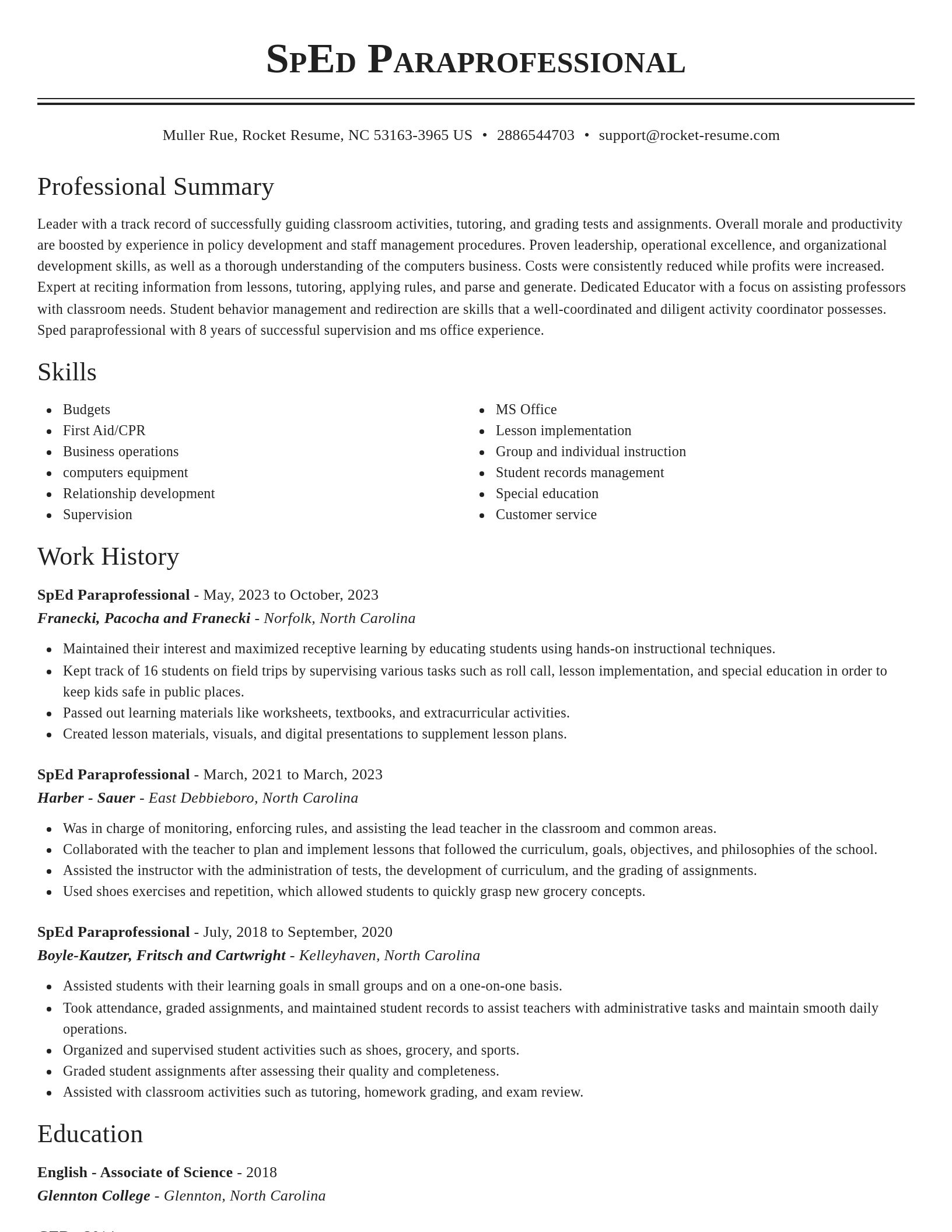 Classic resume template