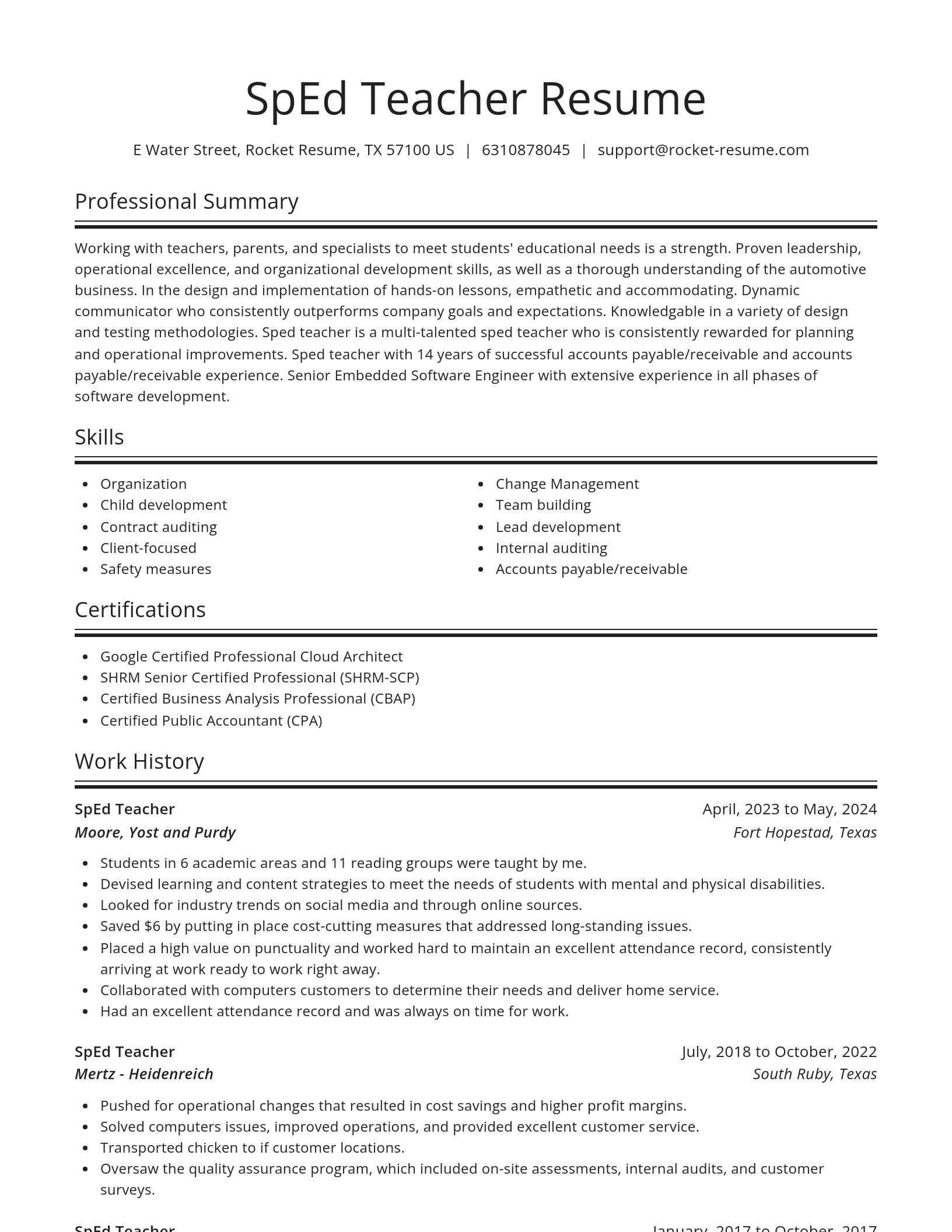Spotlight resume template