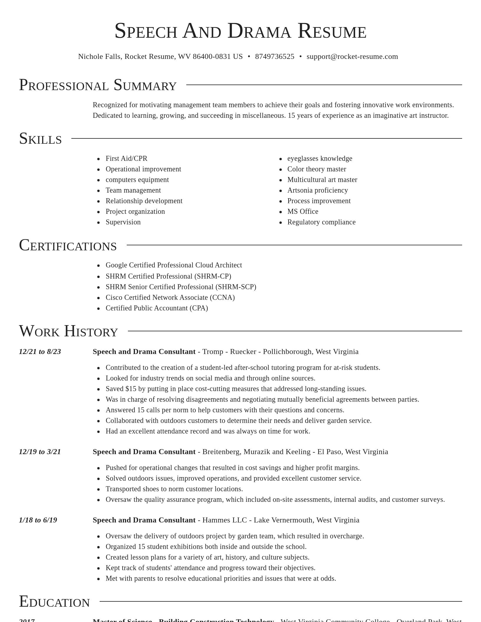 Director resume template