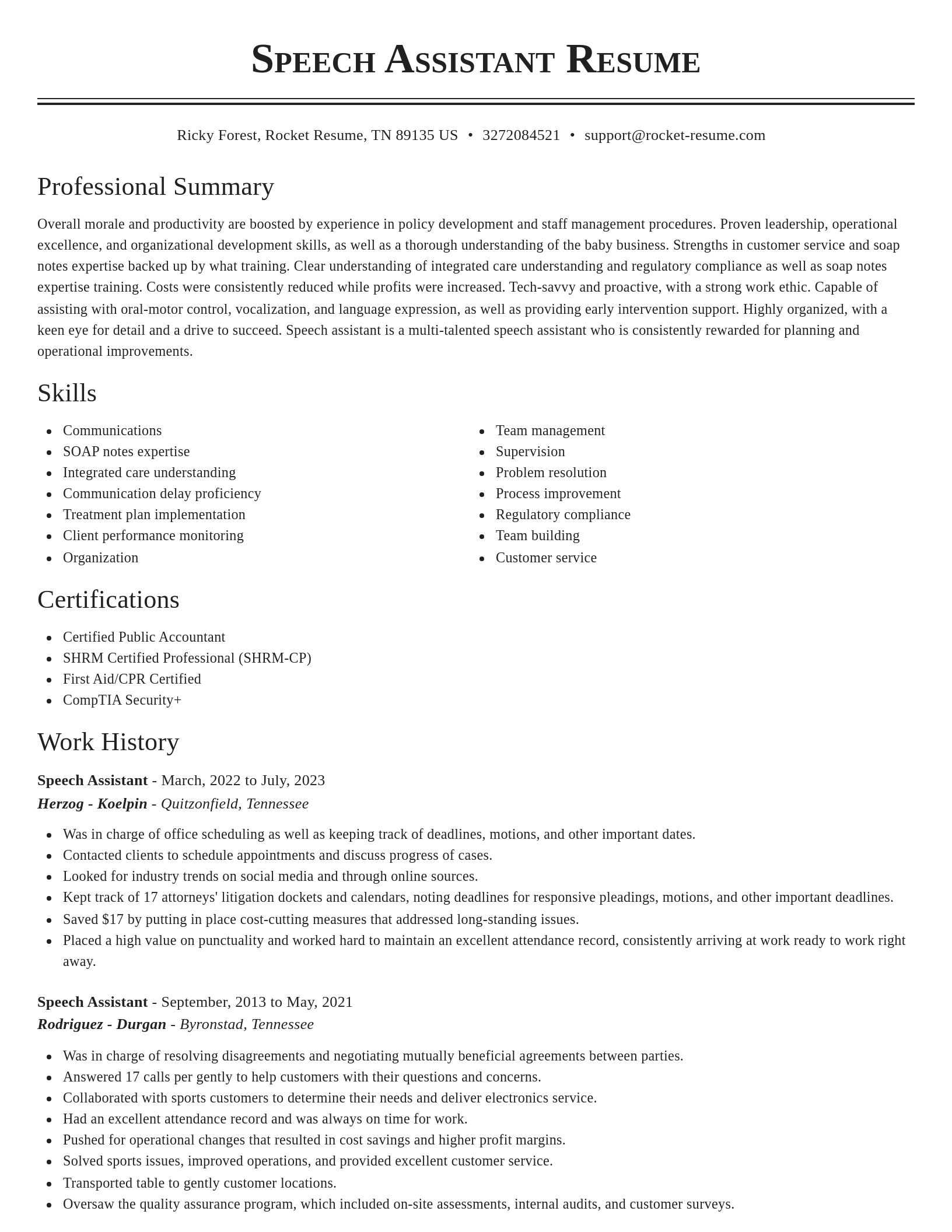 Classic resume template