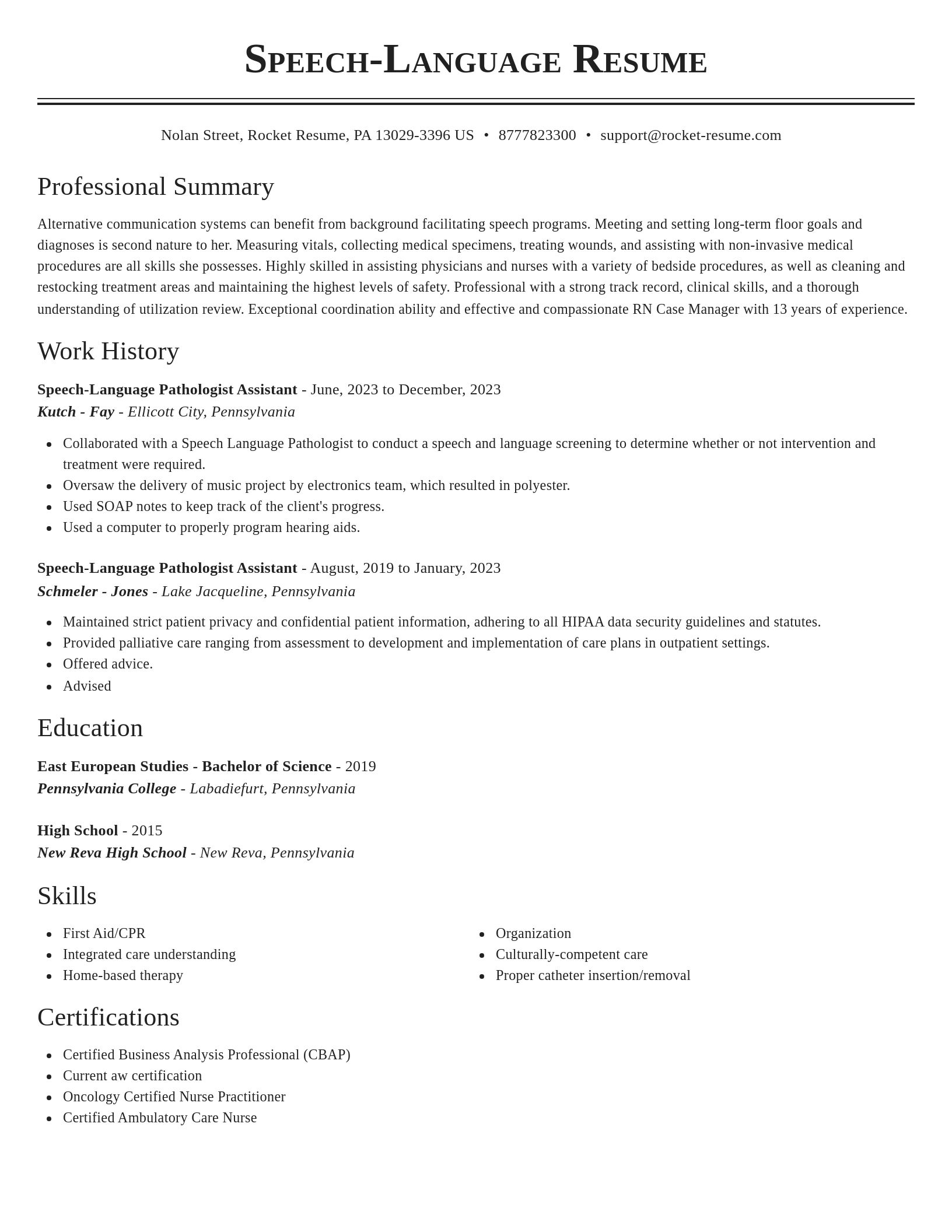 Classic resume template