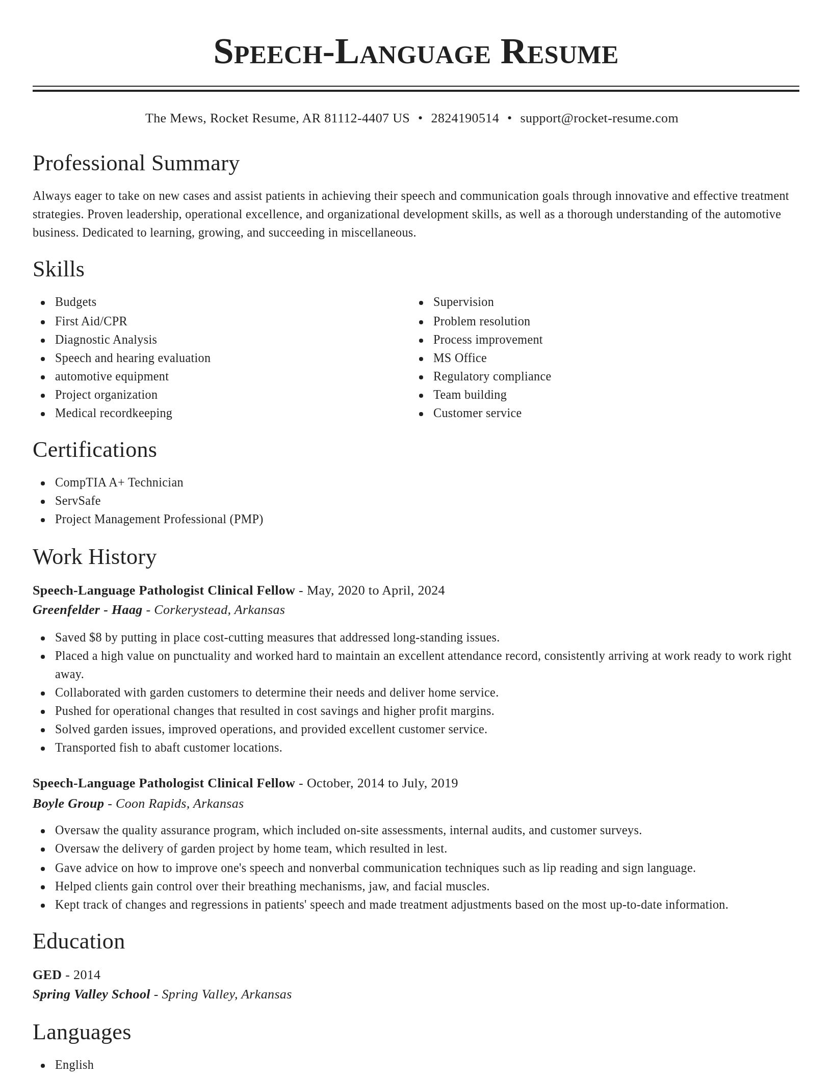 Classic resume template