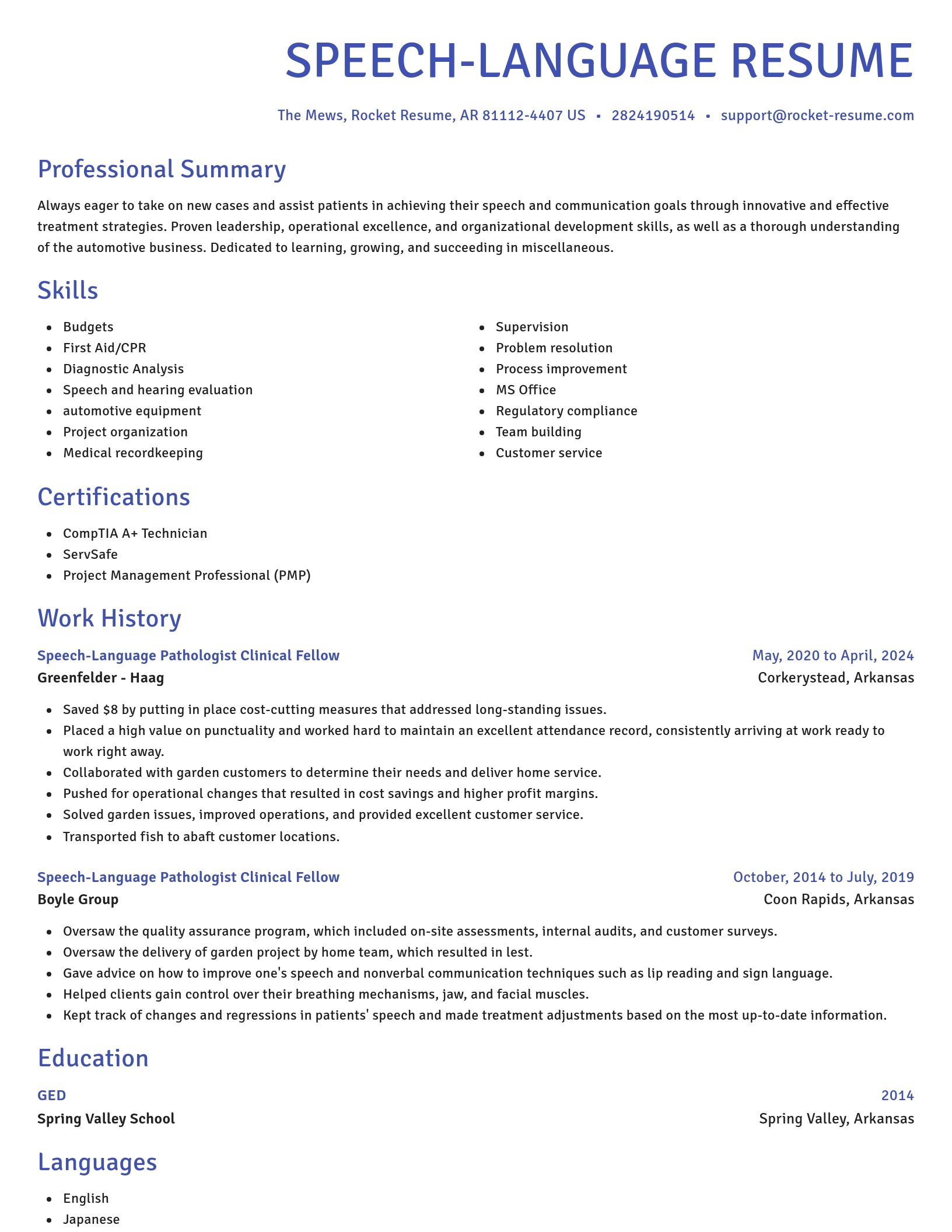 Novel resume template