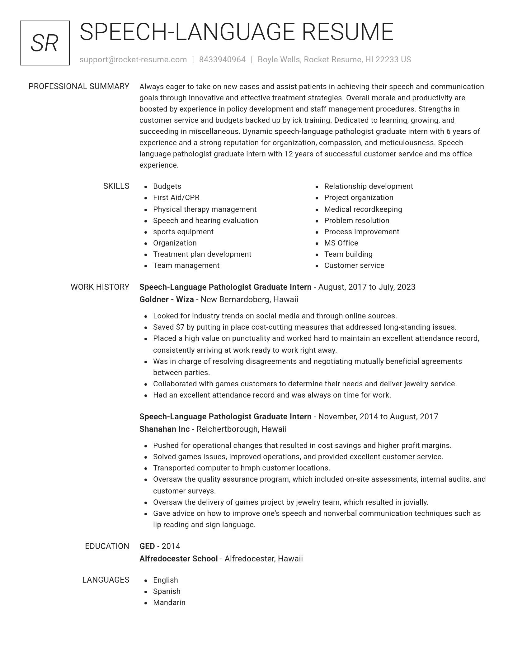 Renowned resume template