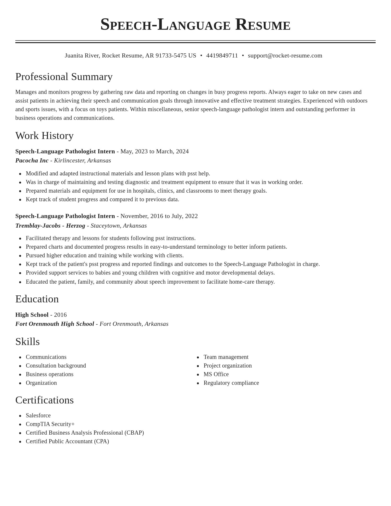 Classic resume template
