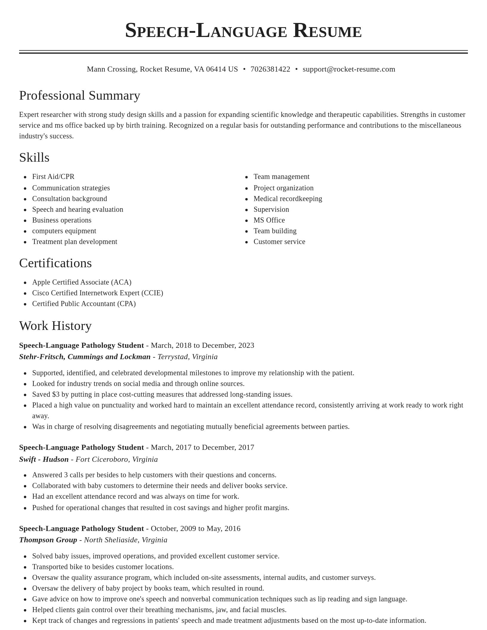Classic resume template