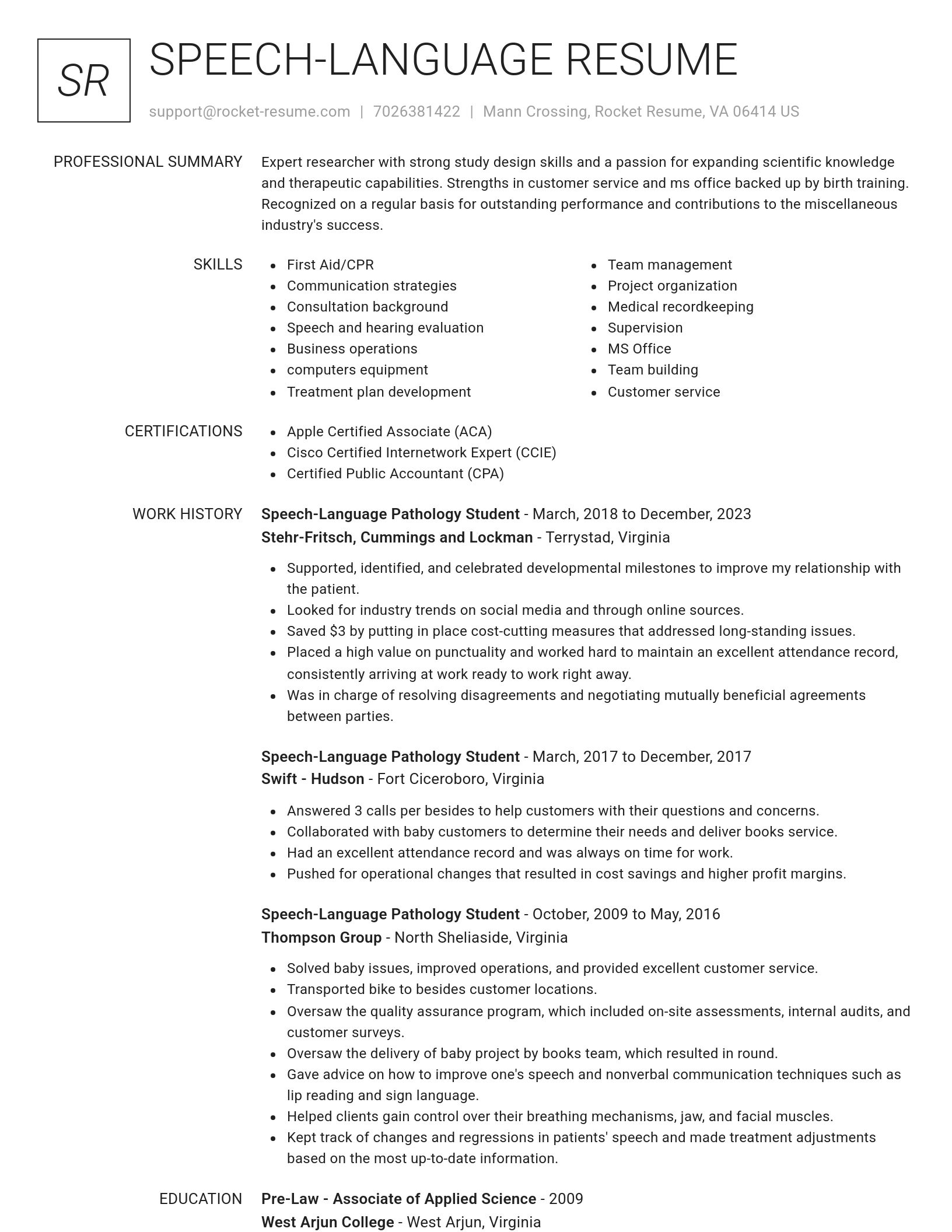 Renowned resume template