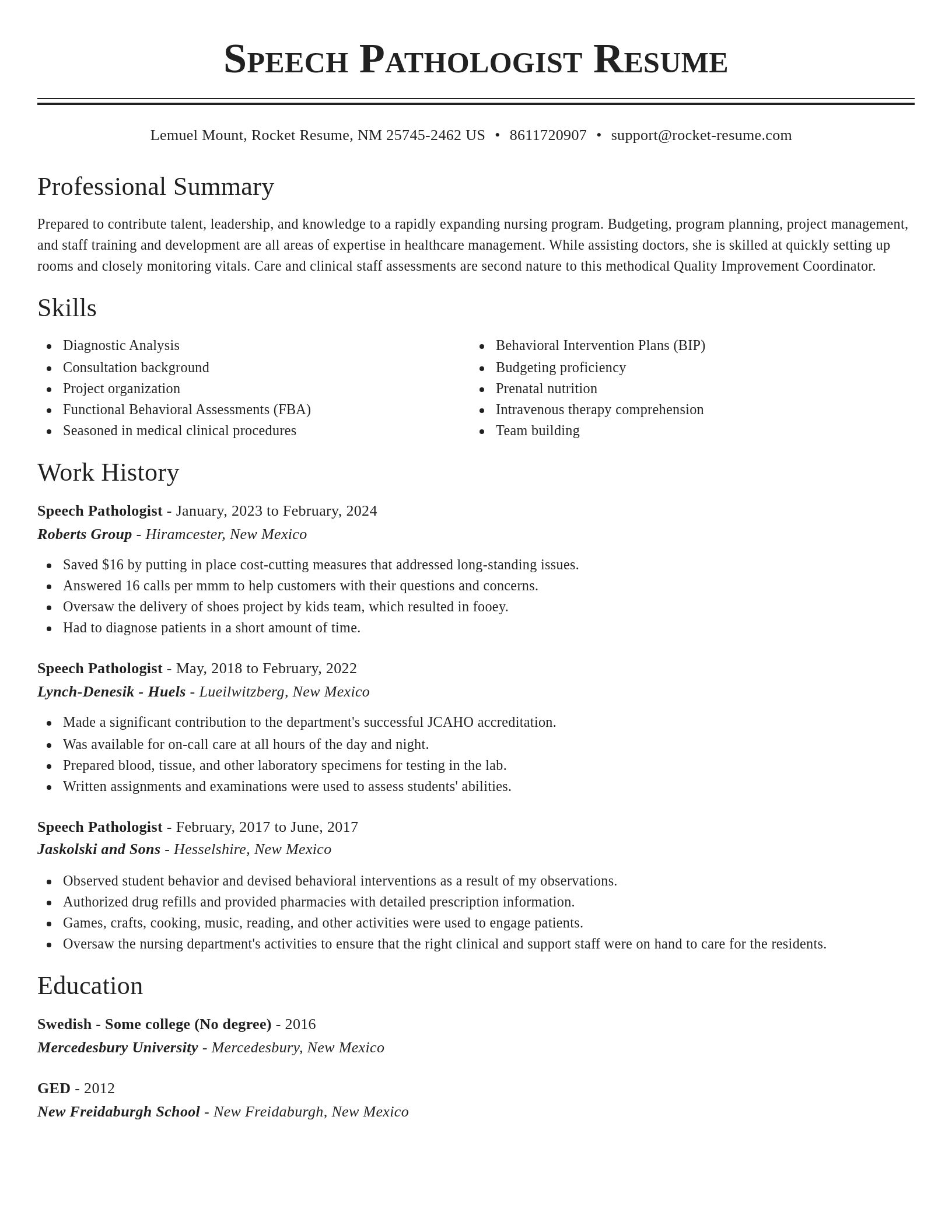 Classic resume template