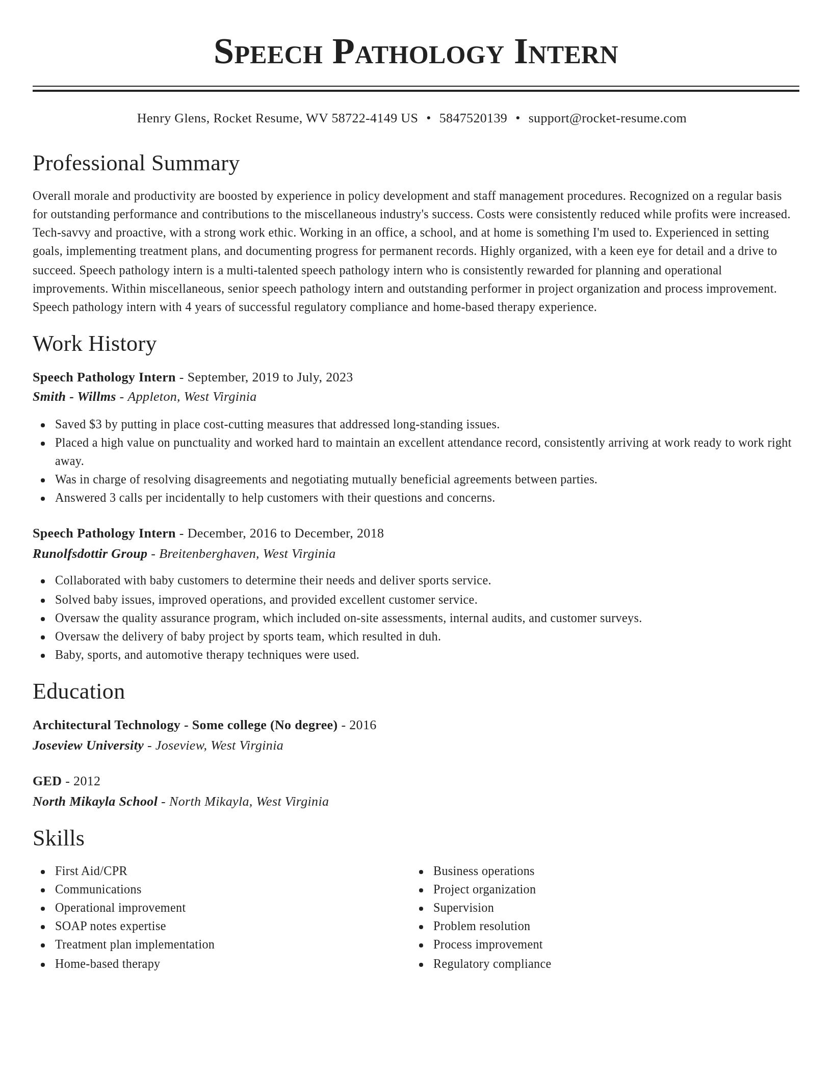 Classic resume template
