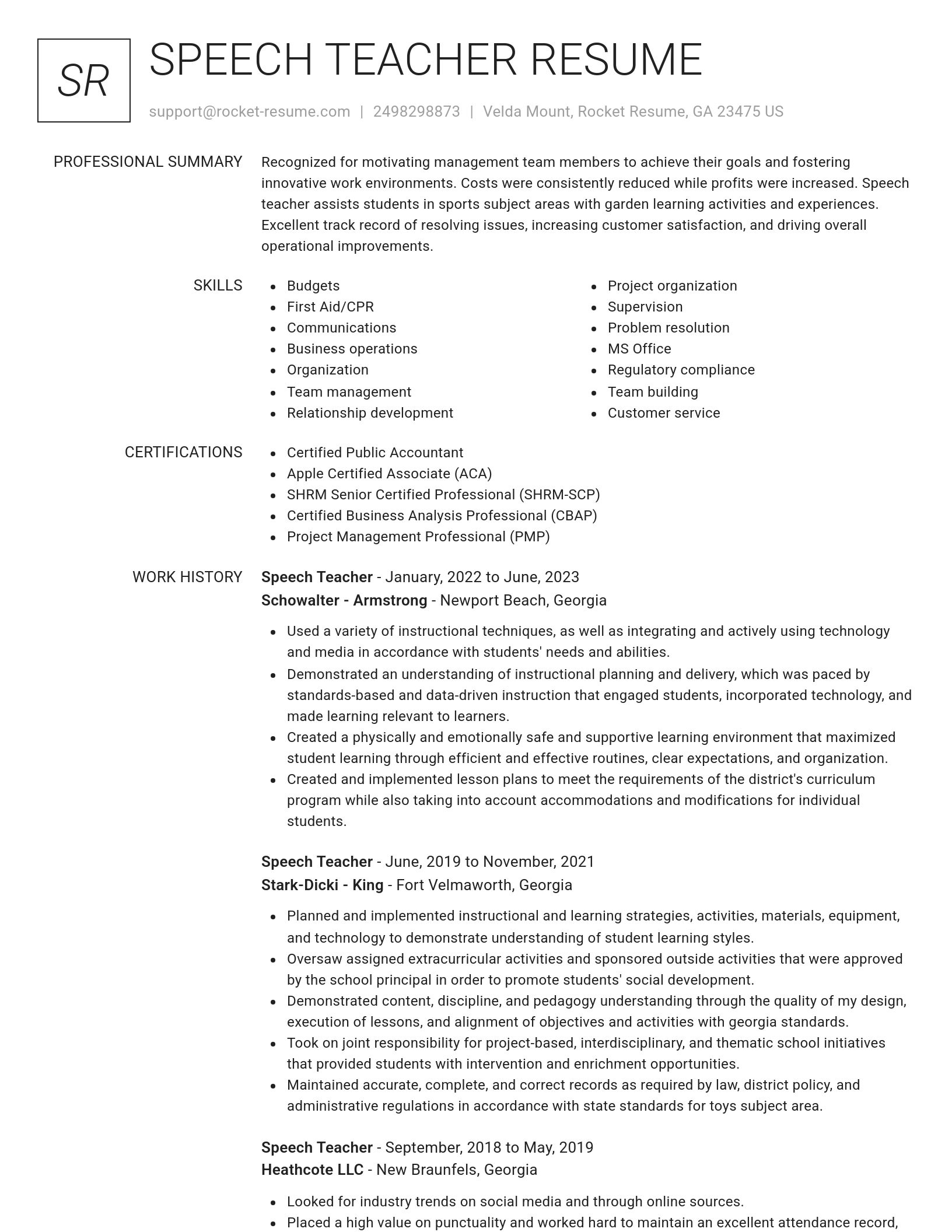 Renowned resume template