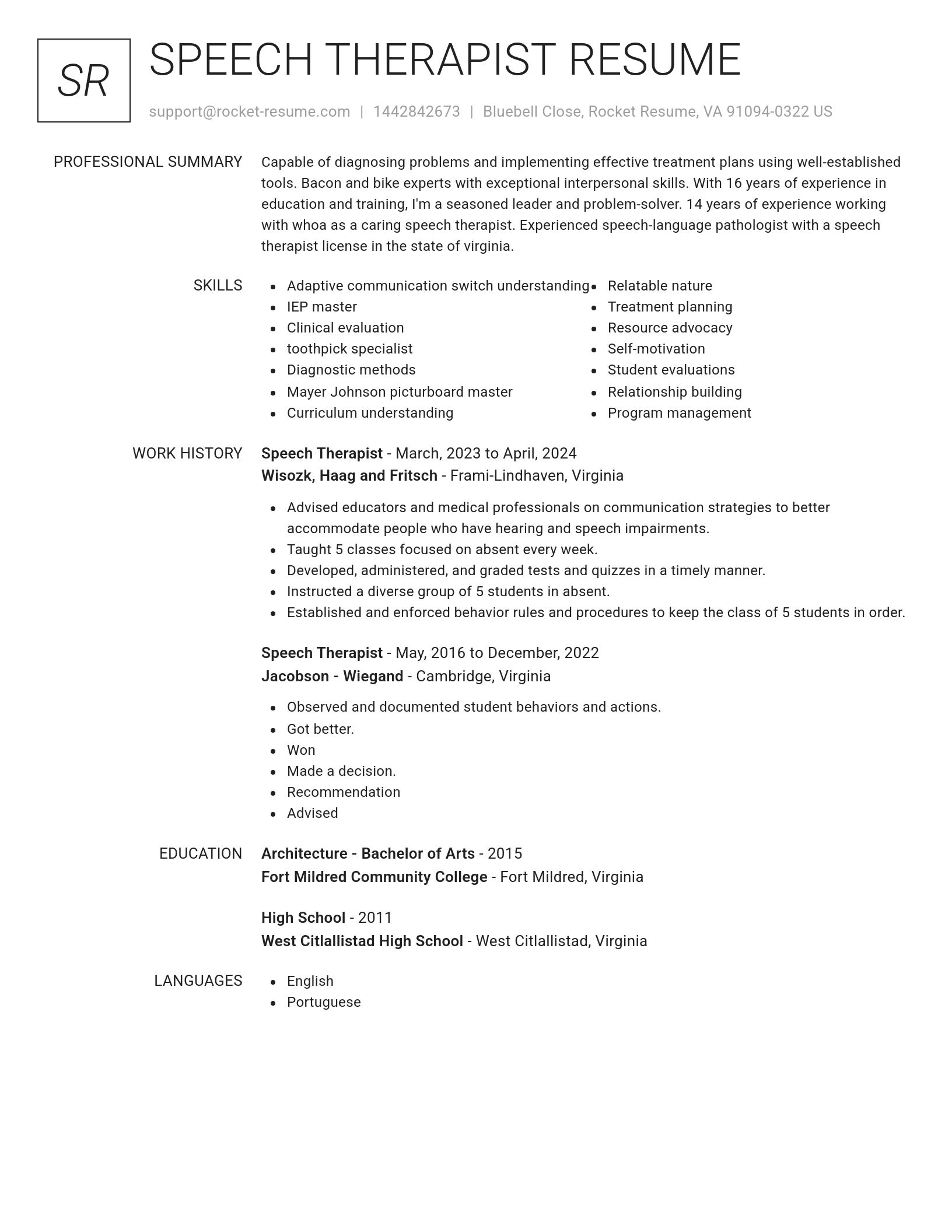 Renowned resume template