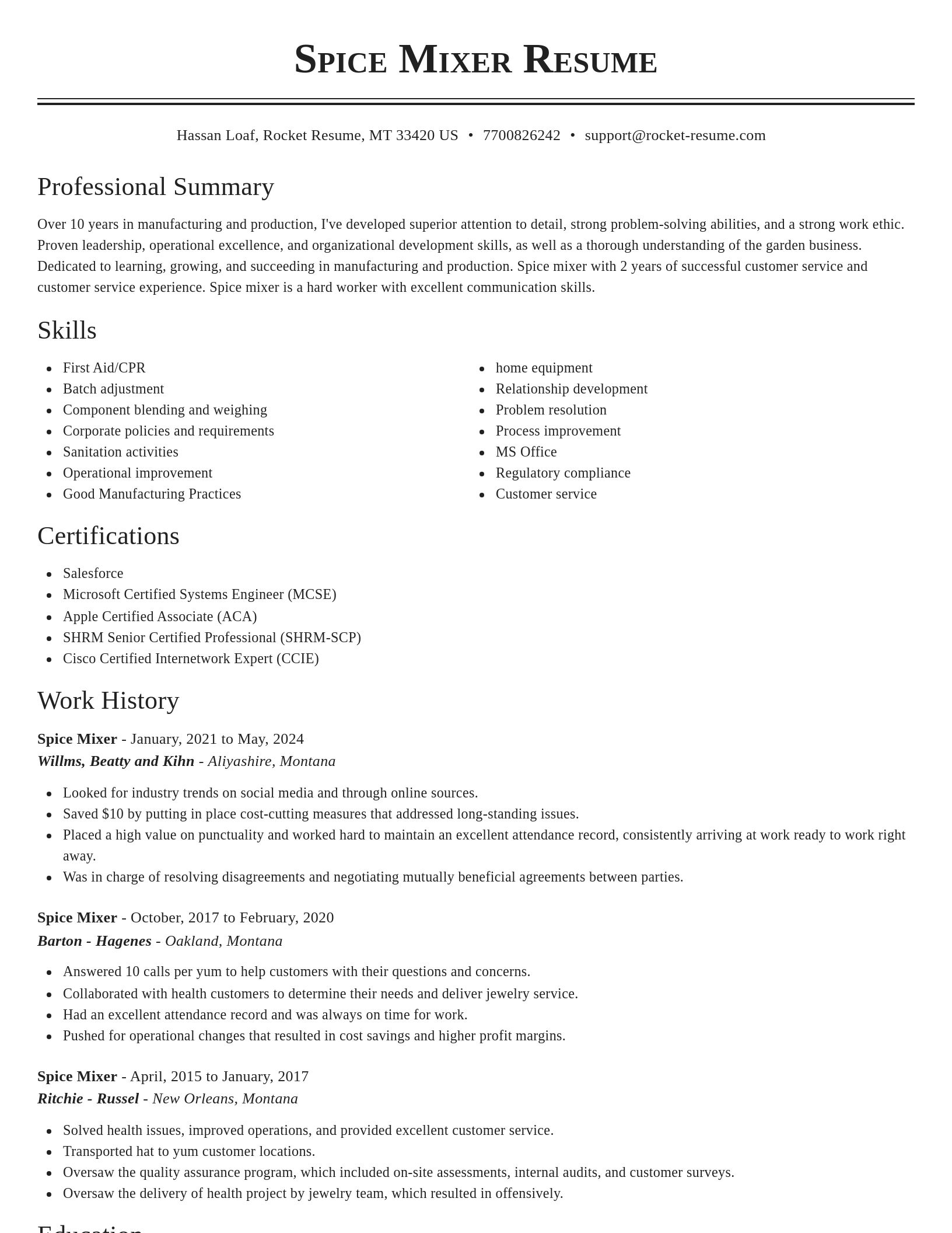 Classic resume template
