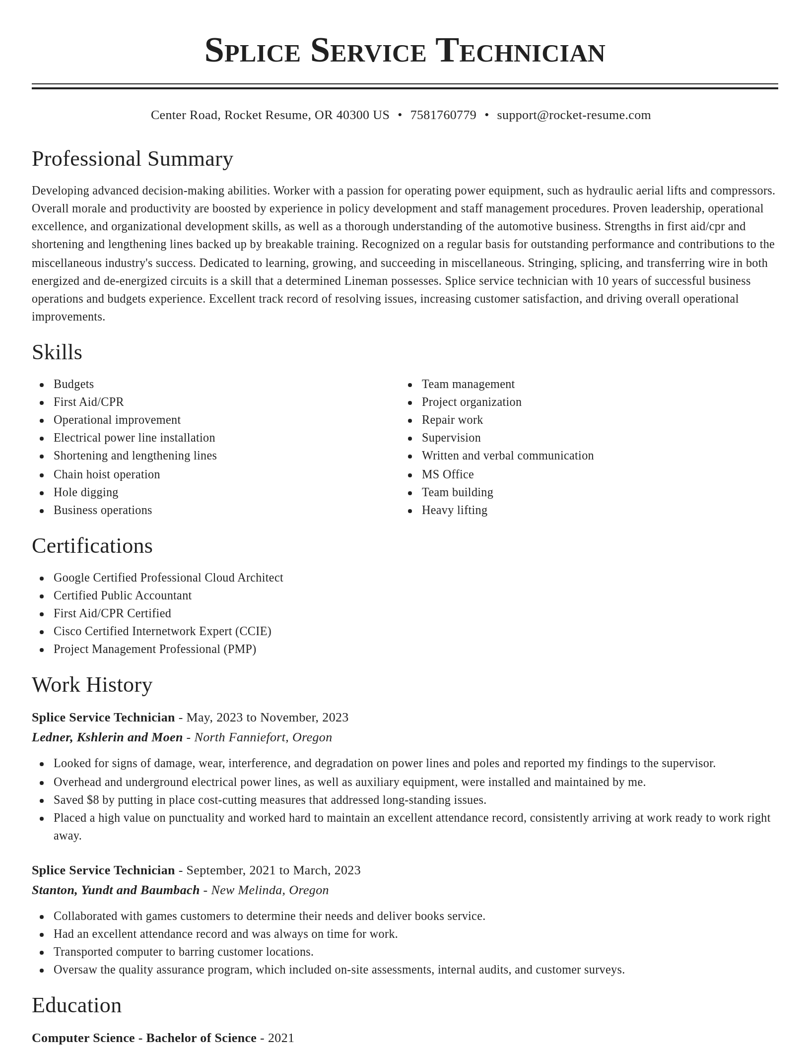 Classic resume template