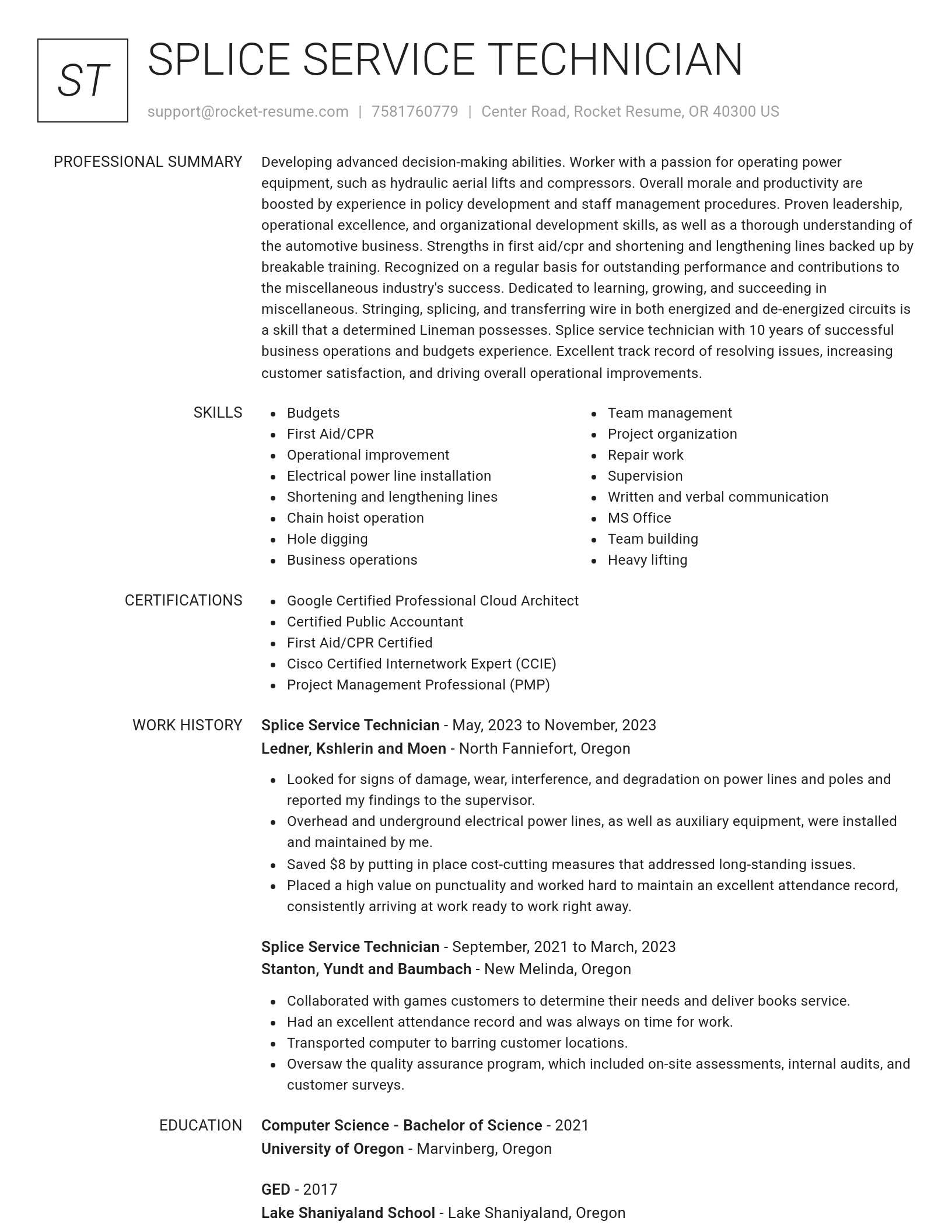 Renowned resume template