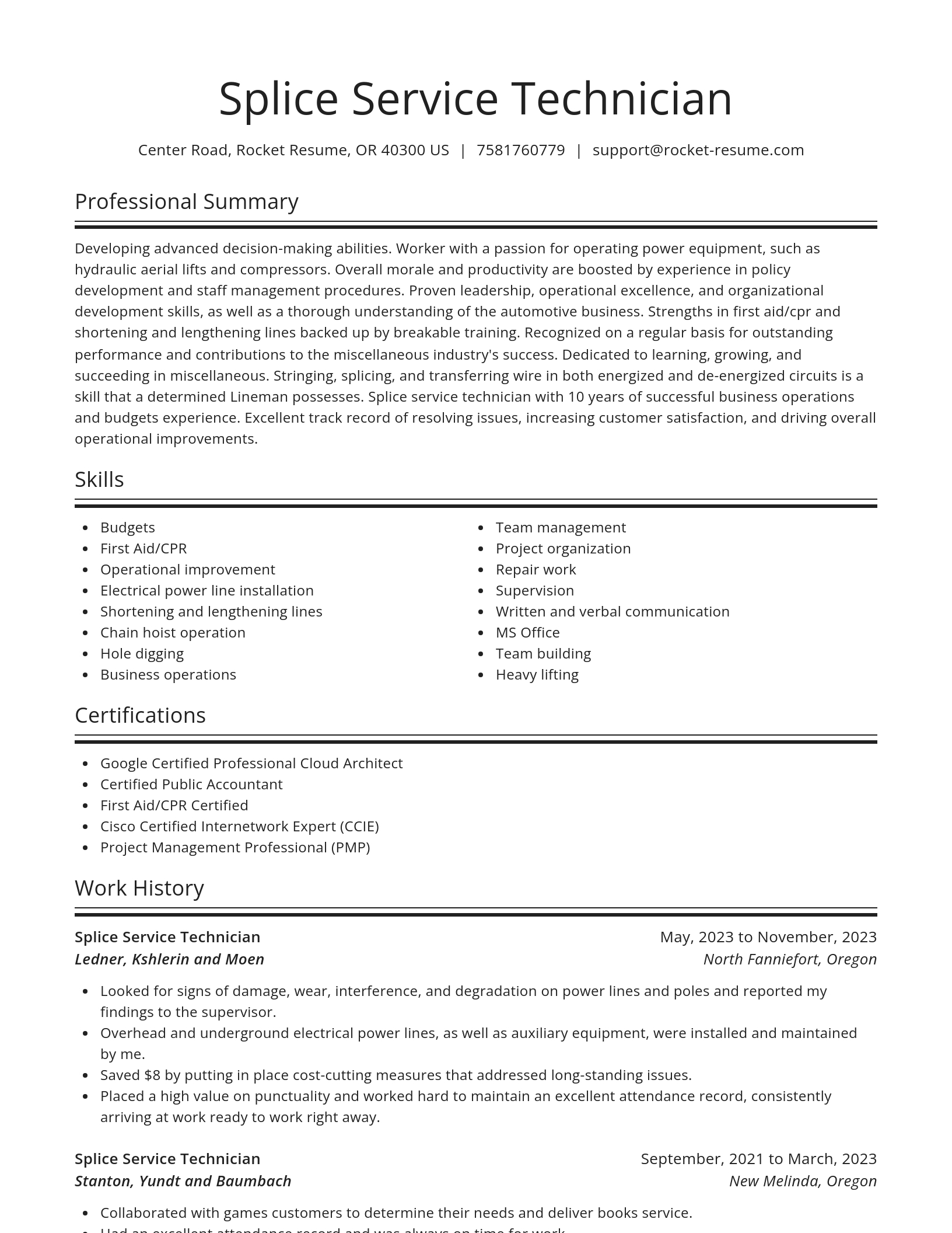 Spotlight resume template