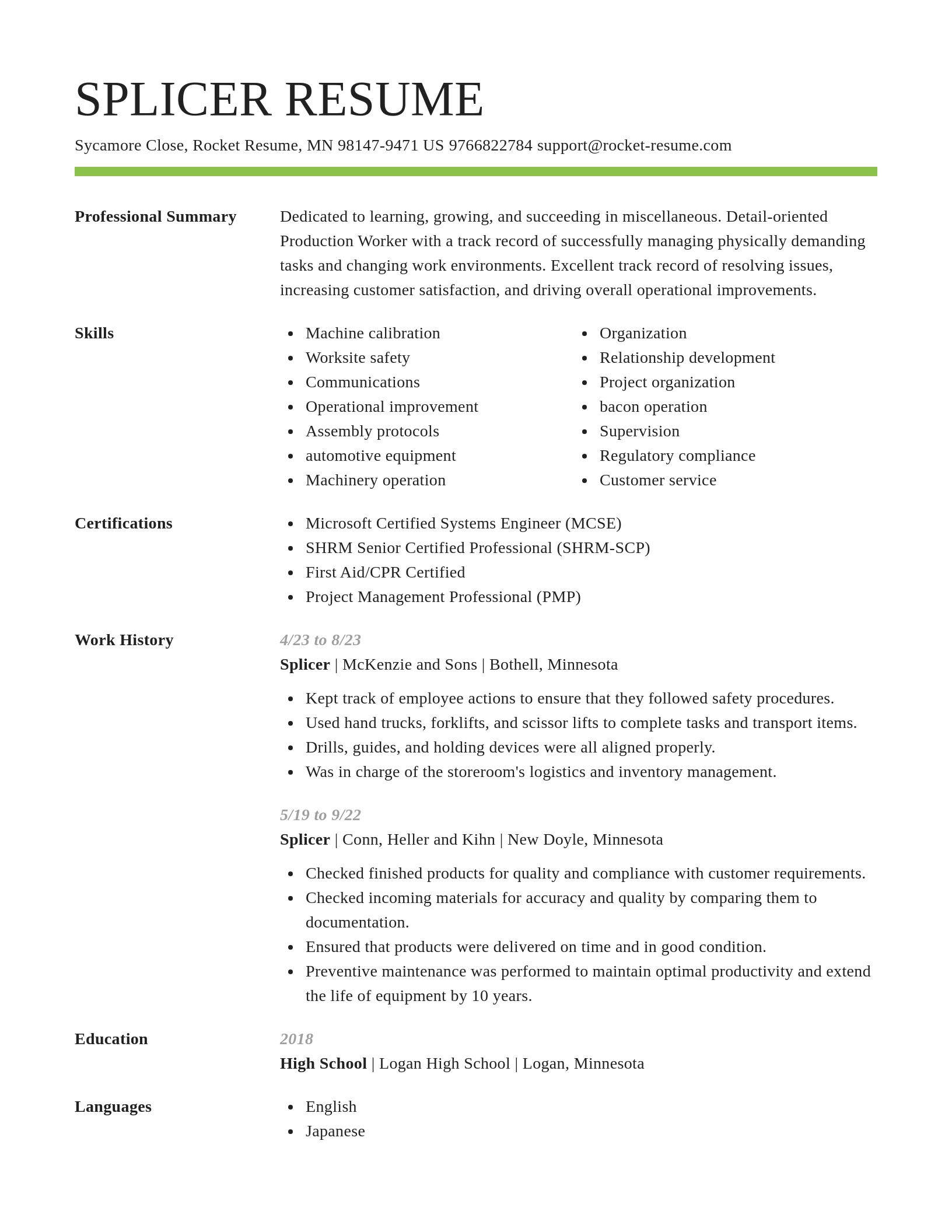 Smart resume template