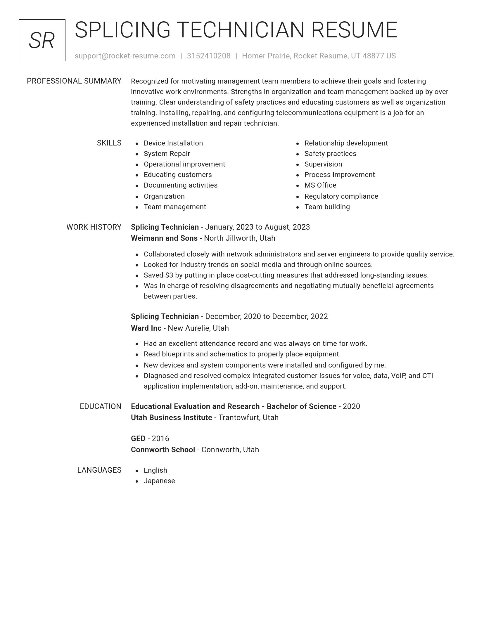 Renowned resume template