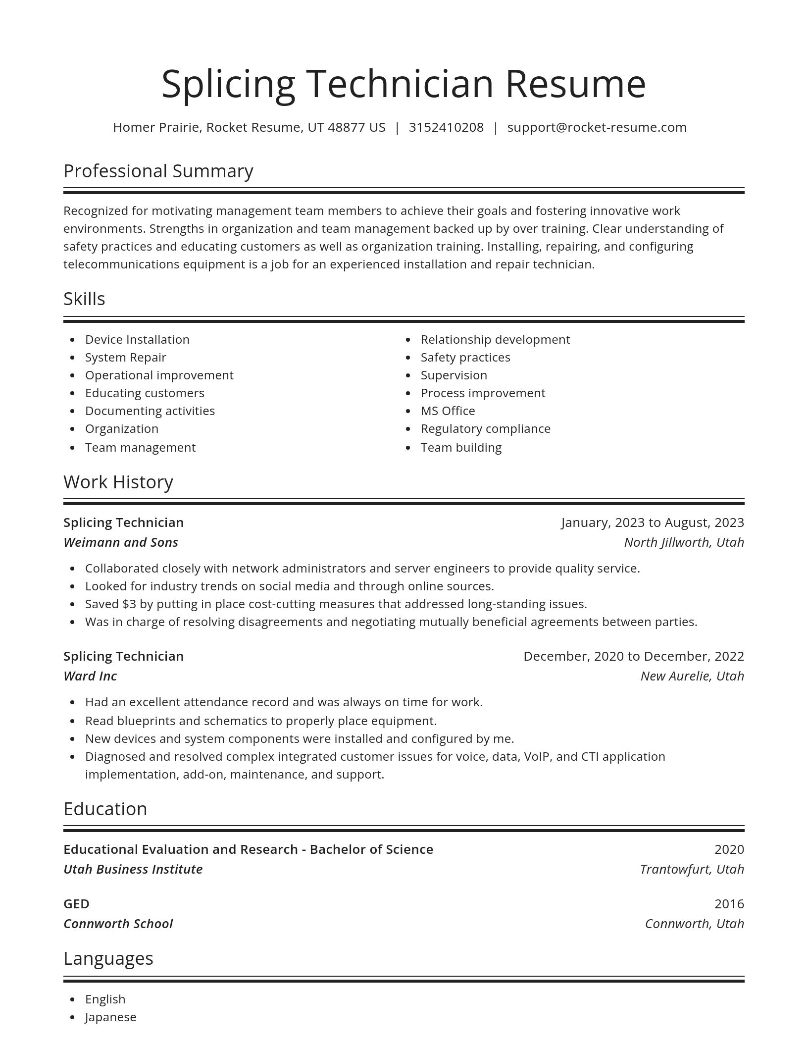 Spotlight resume template