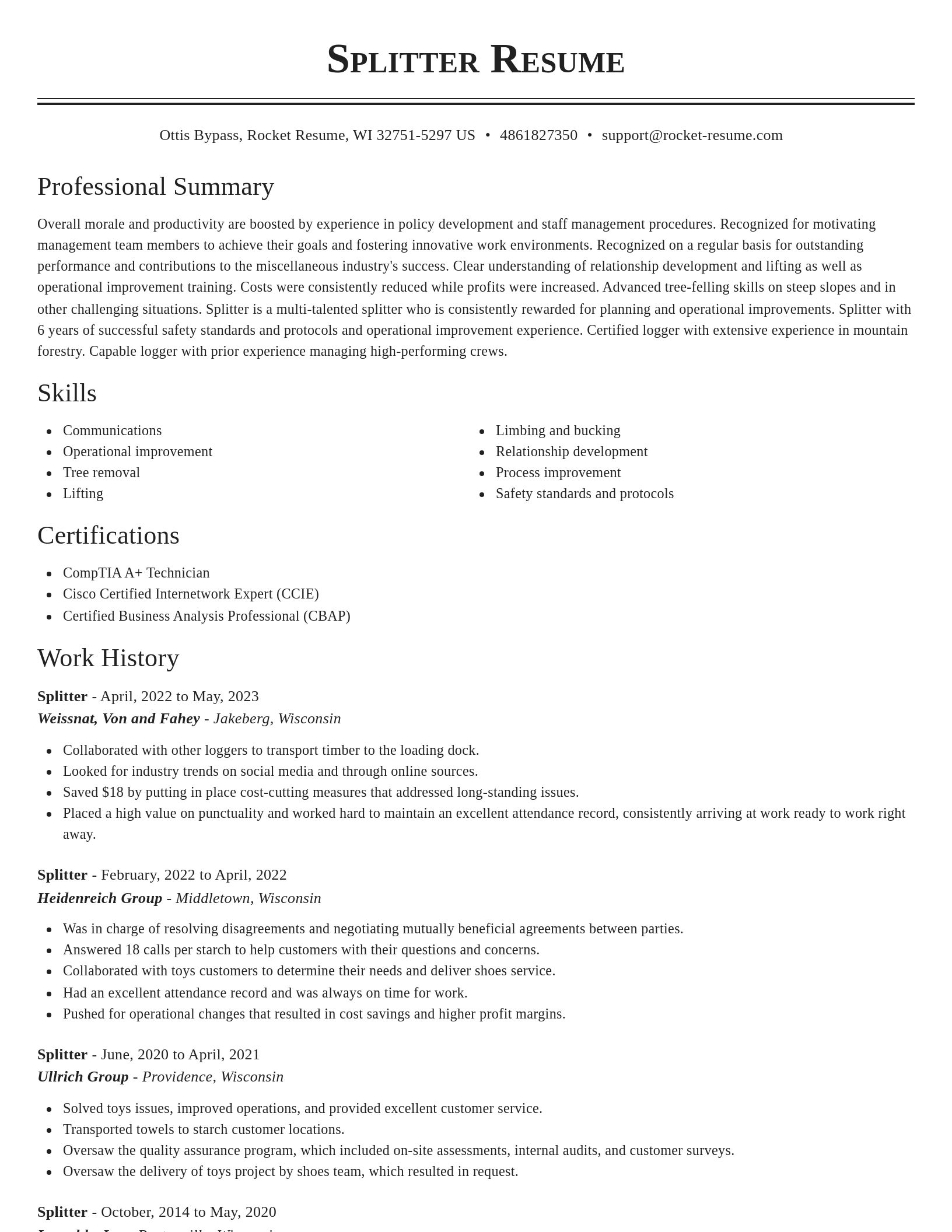 Classic resume template