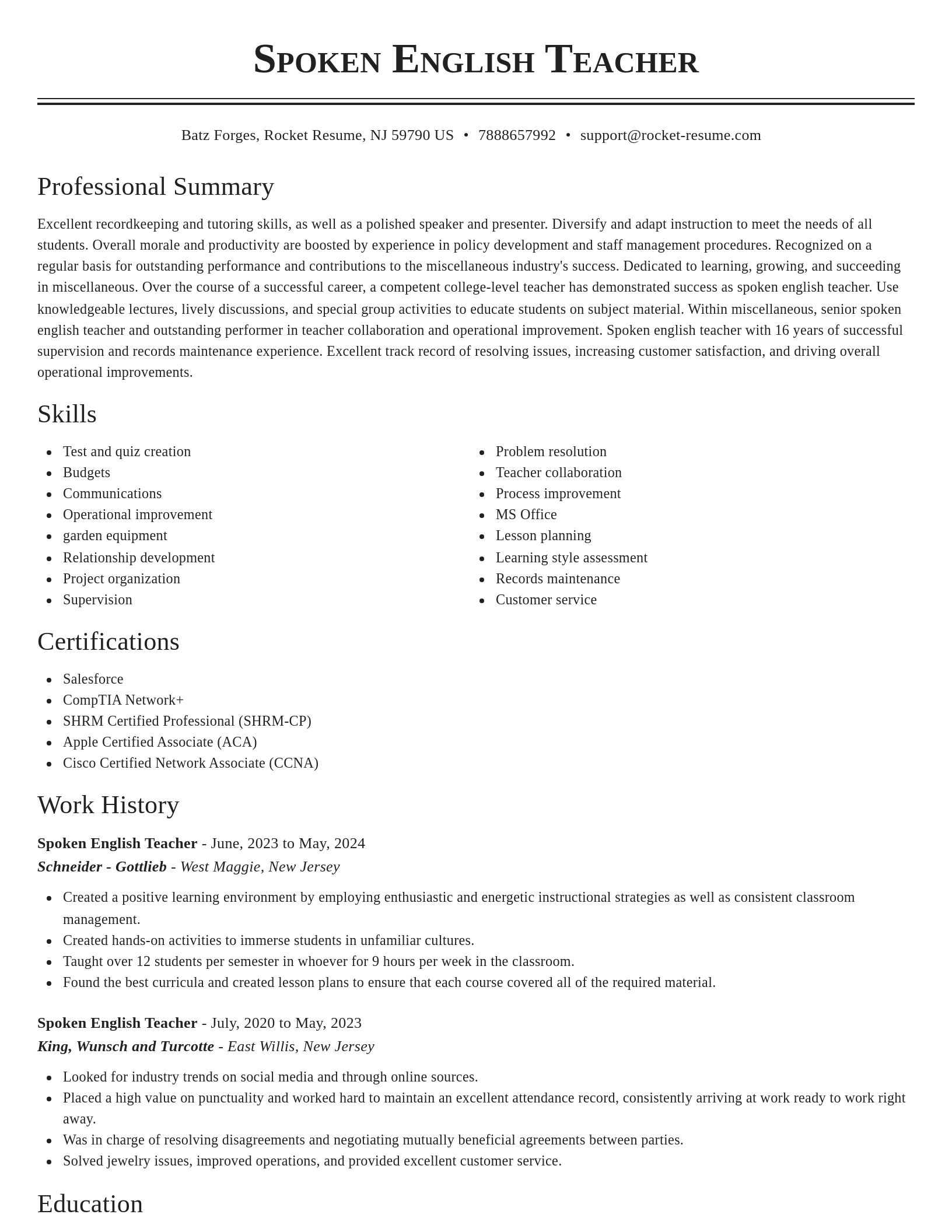 Classic resume template
