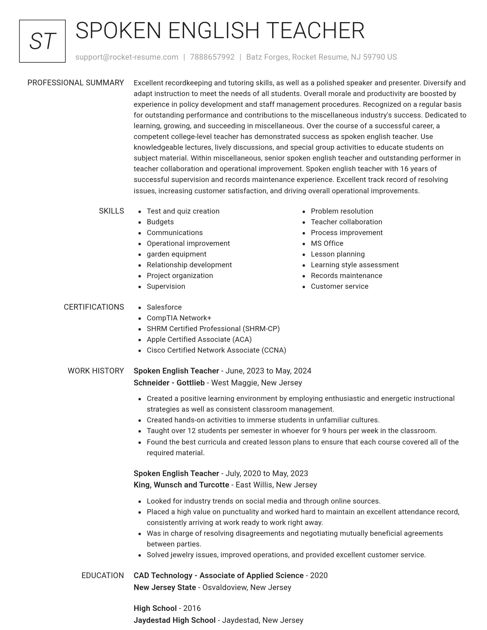 Renowned resume template