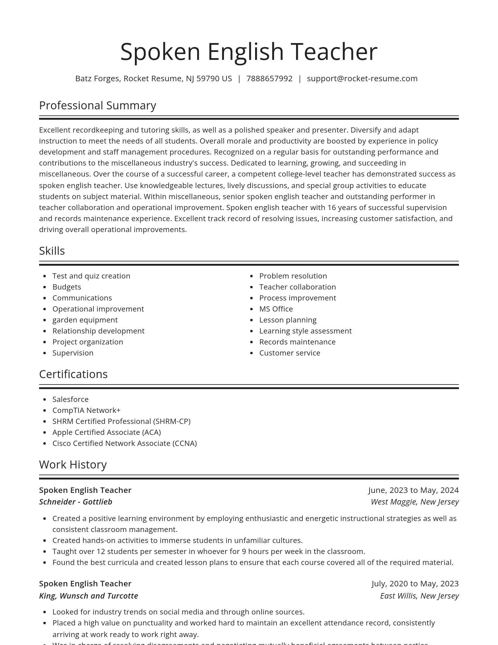 Spotlight resume template