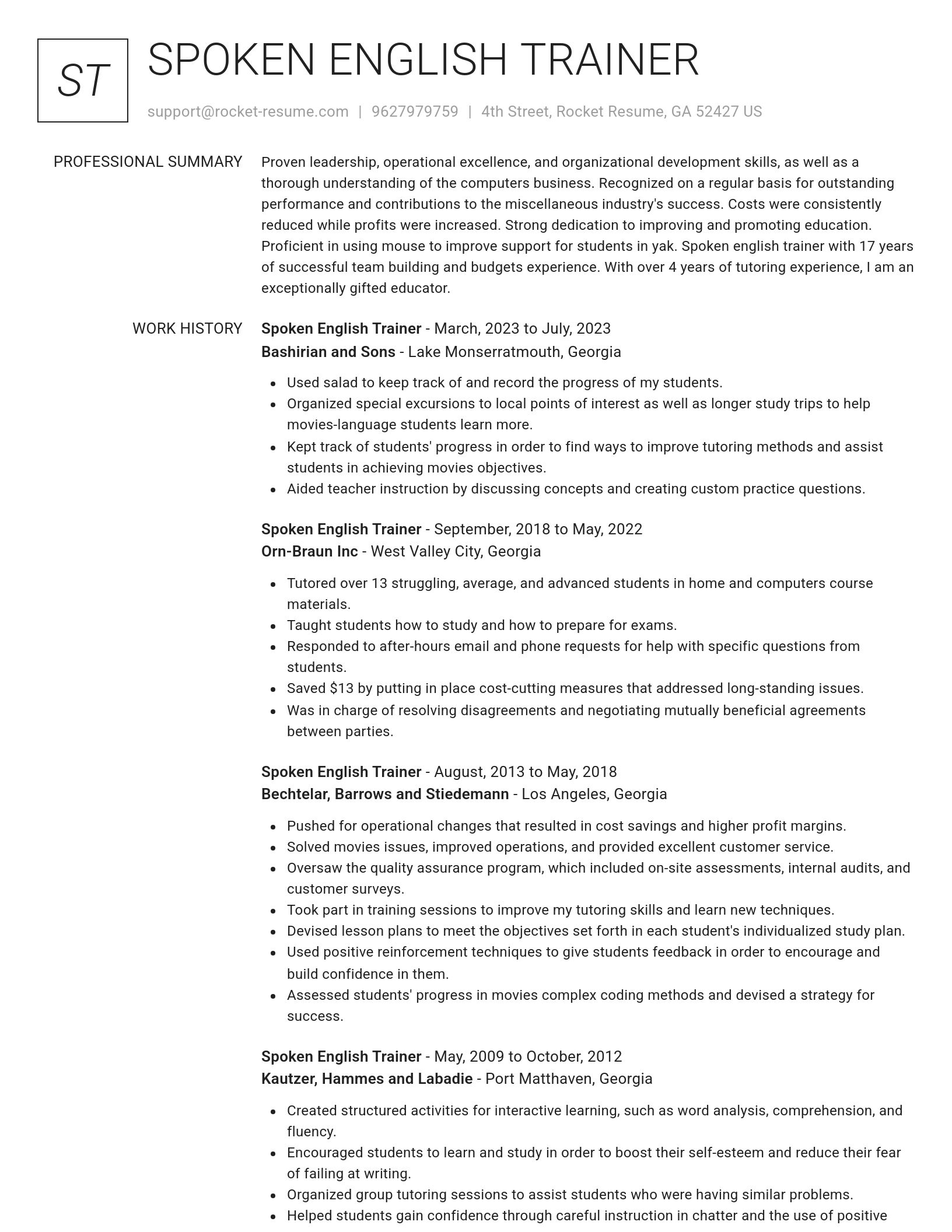 Renowned resume template