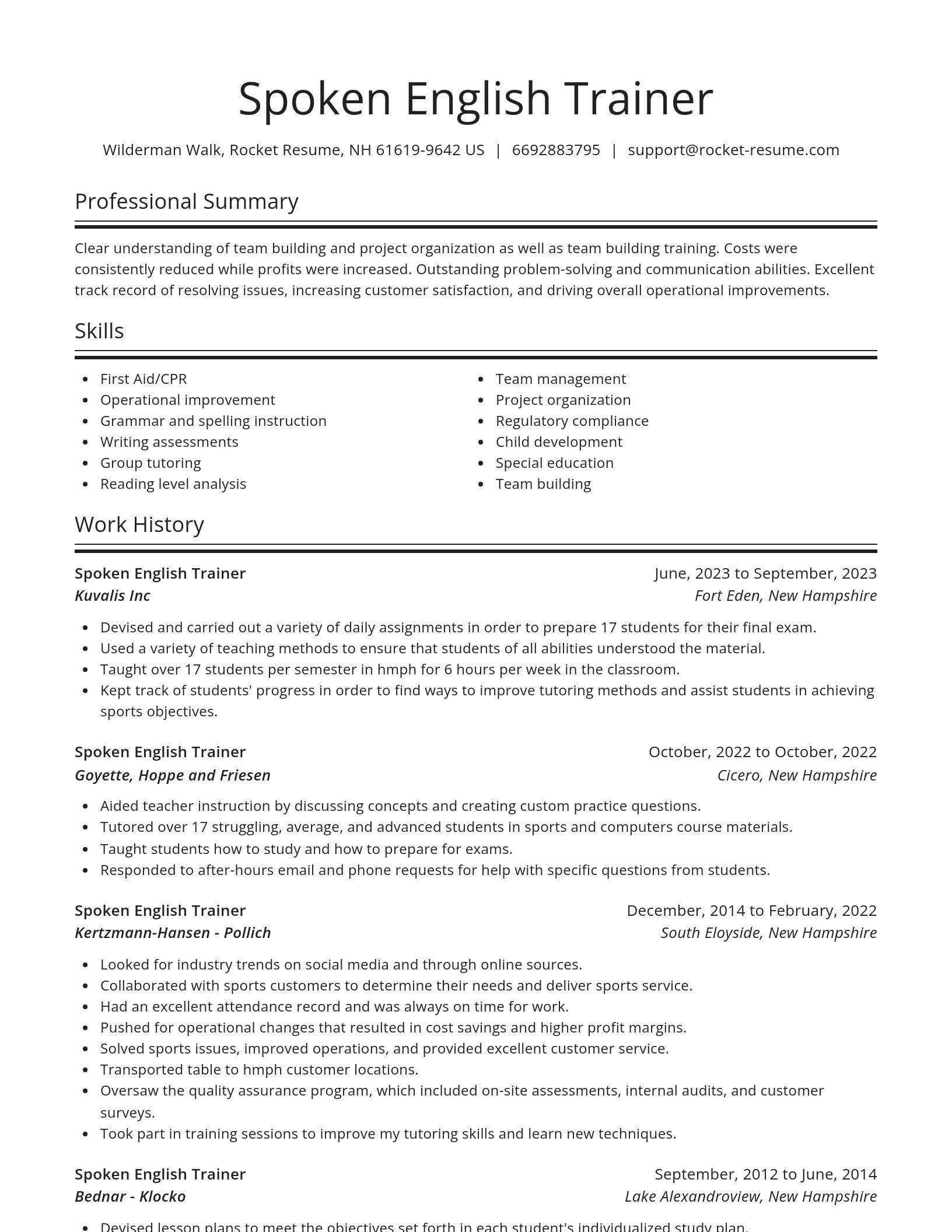Spotlight resume template