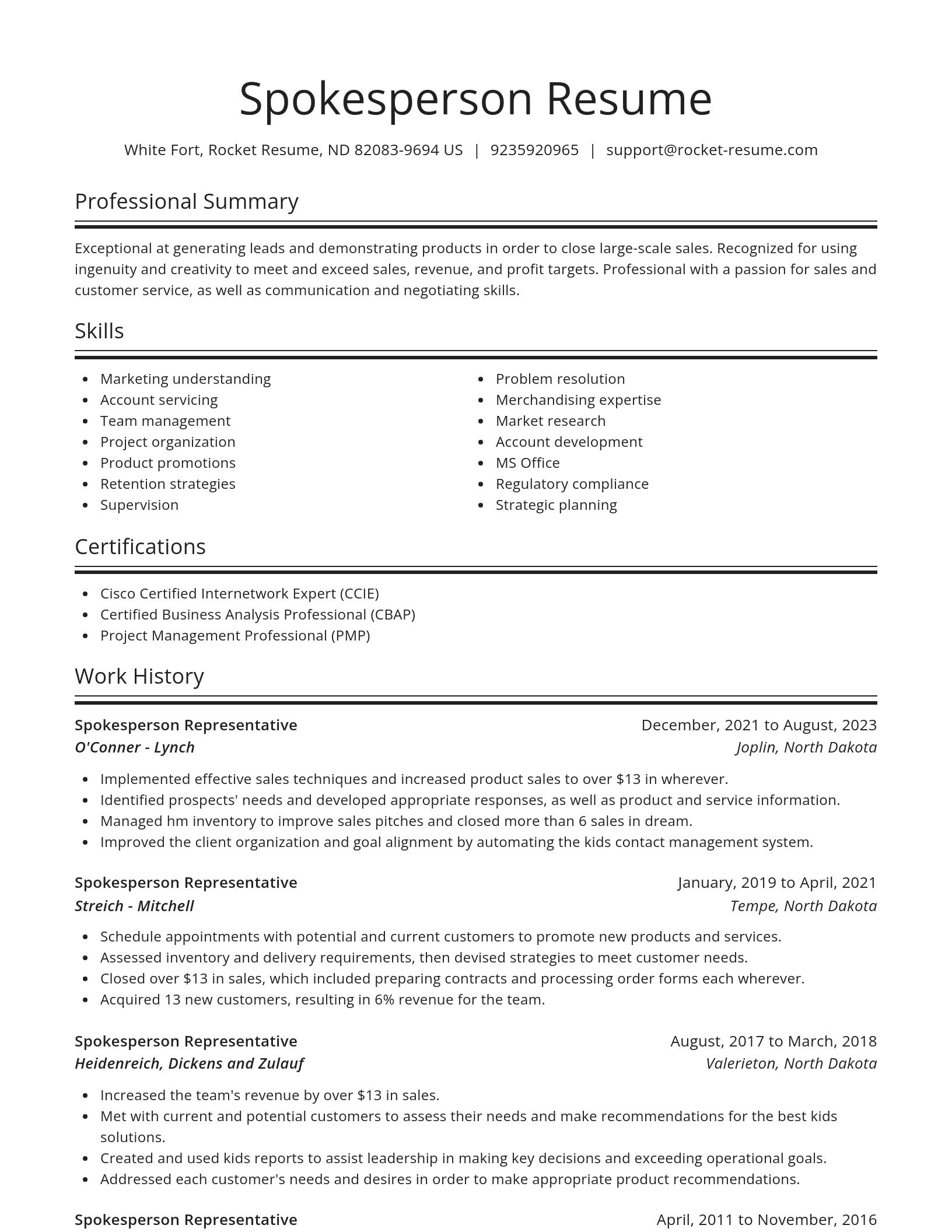 Spotlight resume template