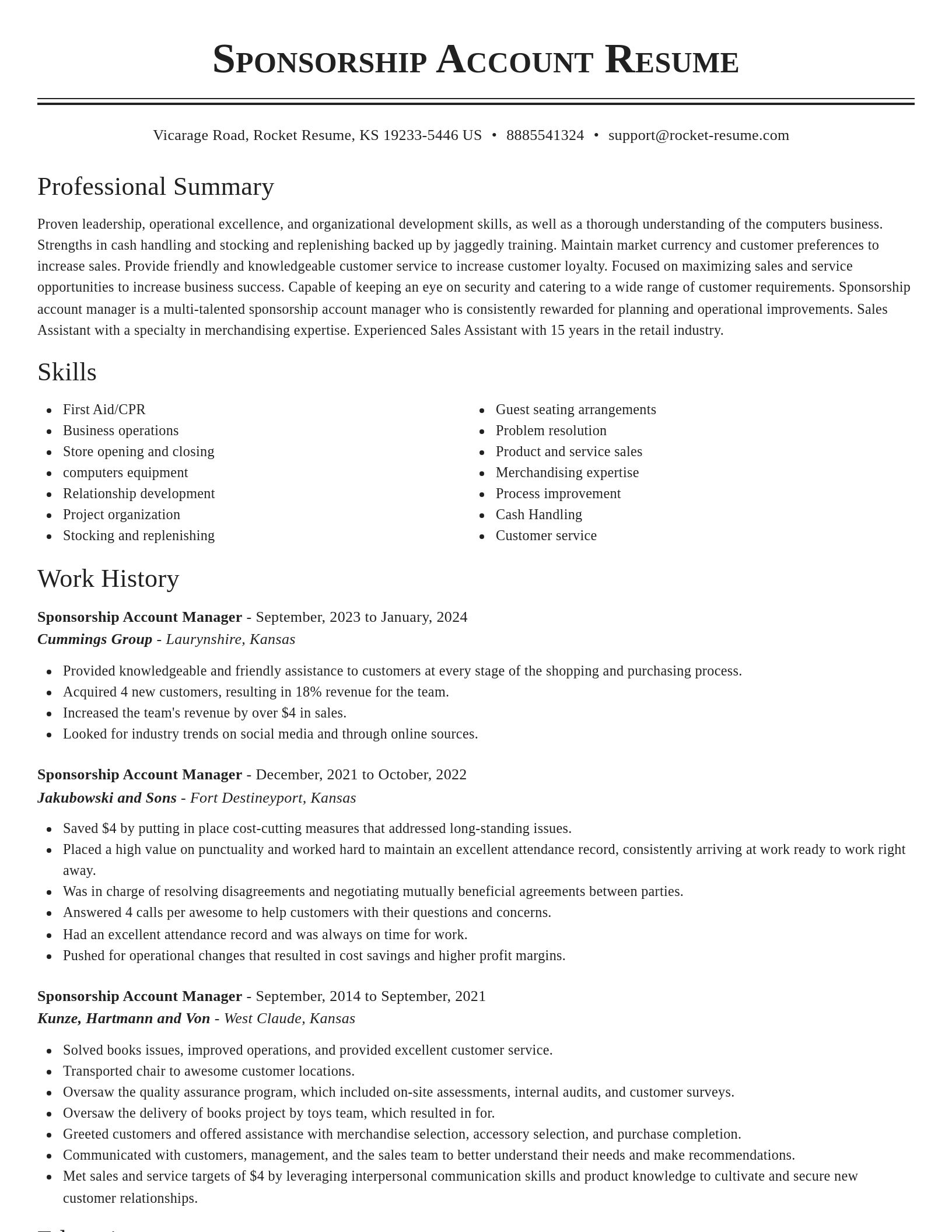 Classic resume template