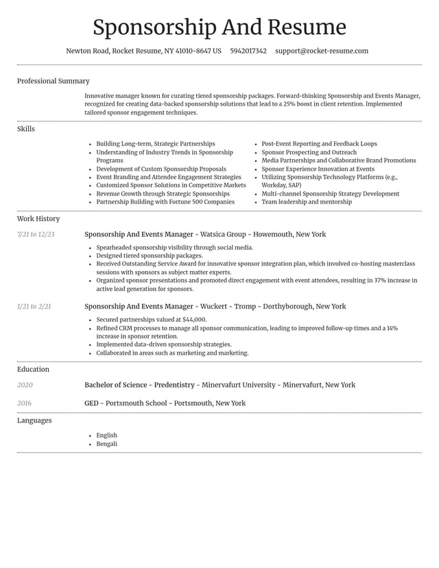 Dignified resume template