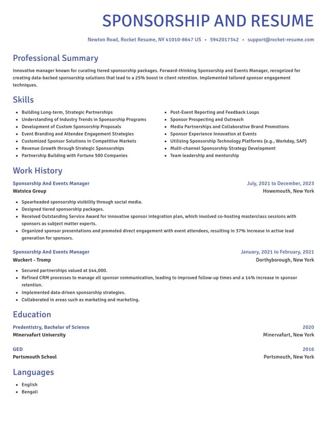 Novel resume template