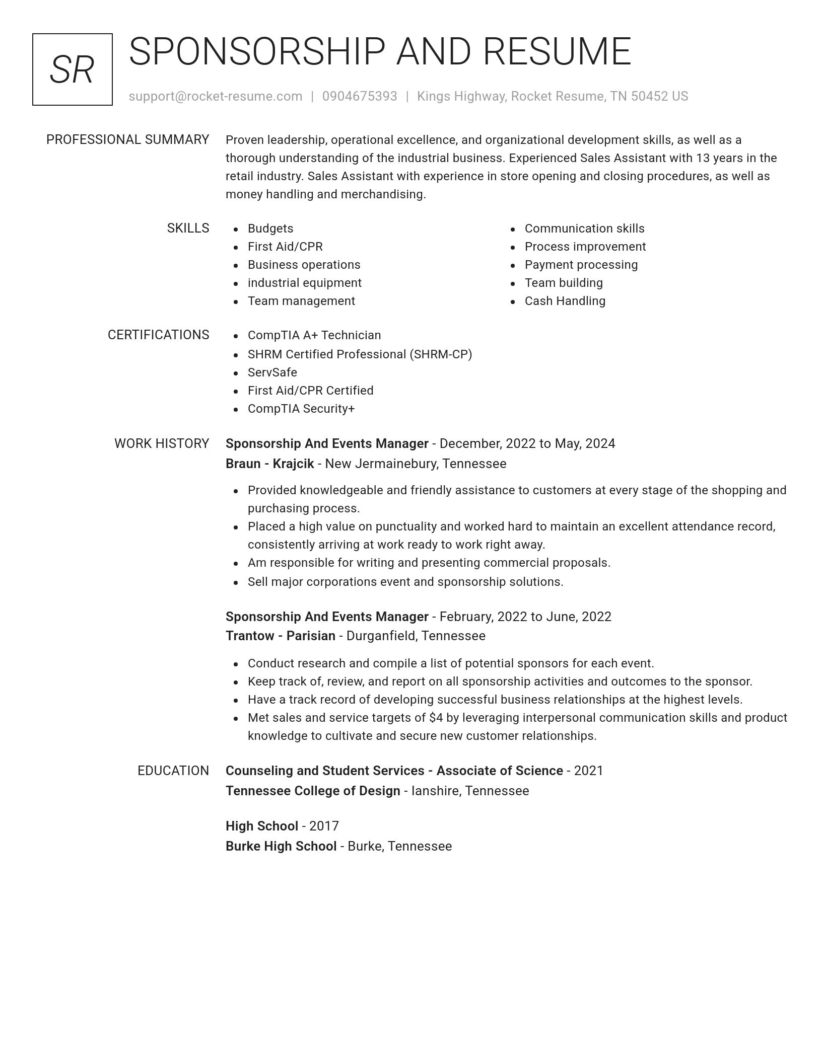 Renowned resume template